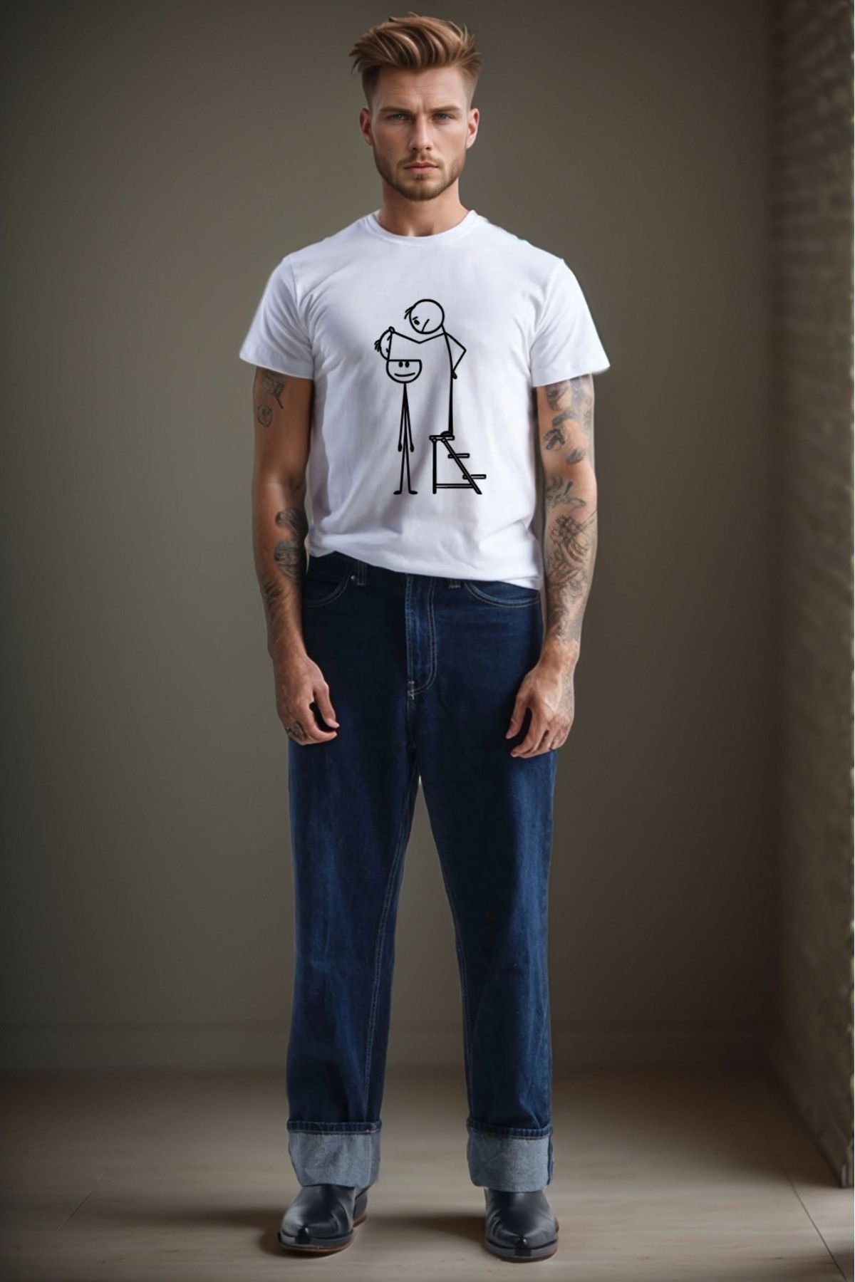 onsrawear Unisex İllüstrasyon Baskılı Günlük %100 Pamuk T-Shirt