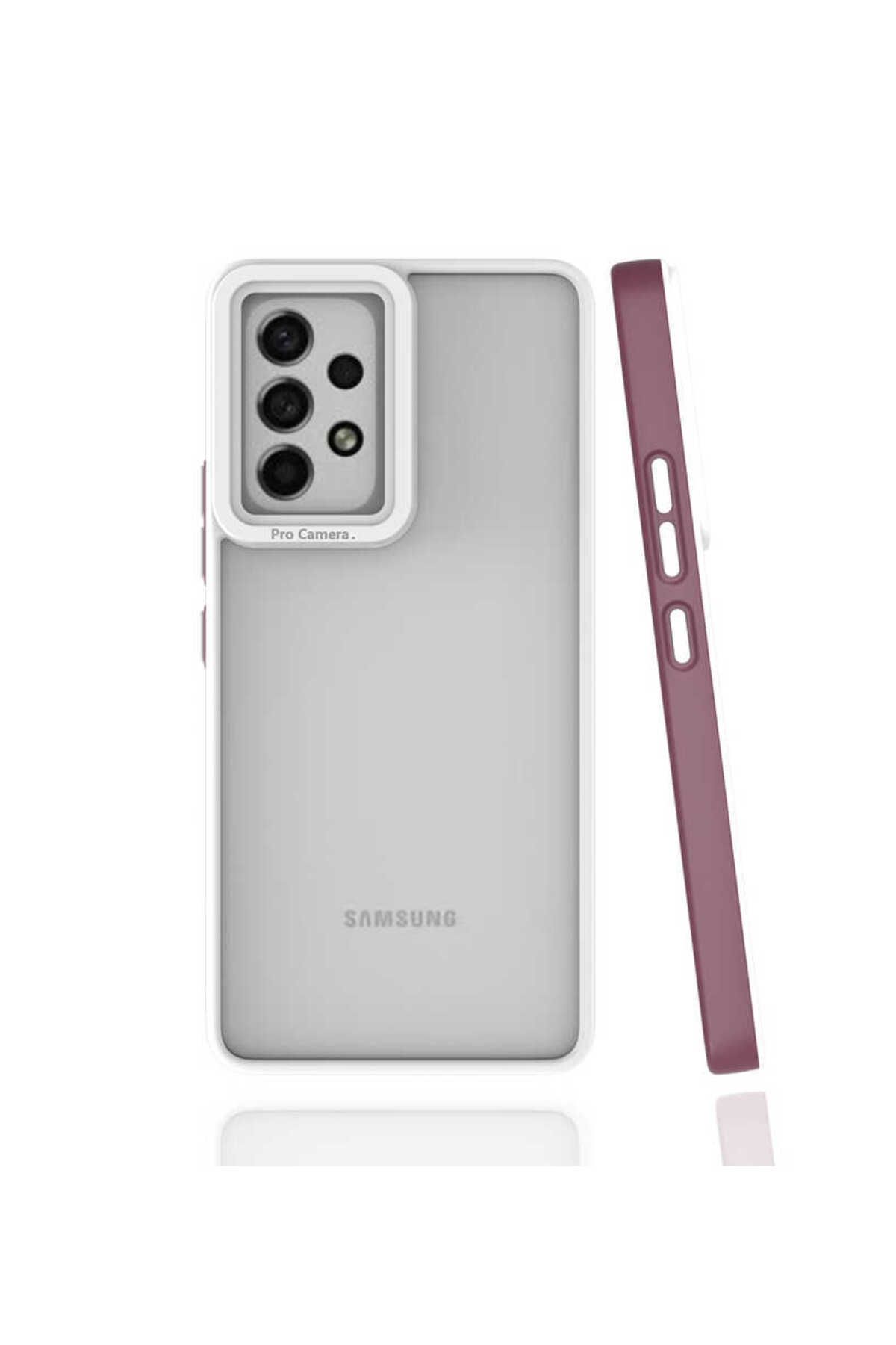 halkhouse Samsung Galaxy A53 5G Kılıf Kamera Korumalı Renkli Çerçeveli Esnek Sert Silikon Mima Kapak