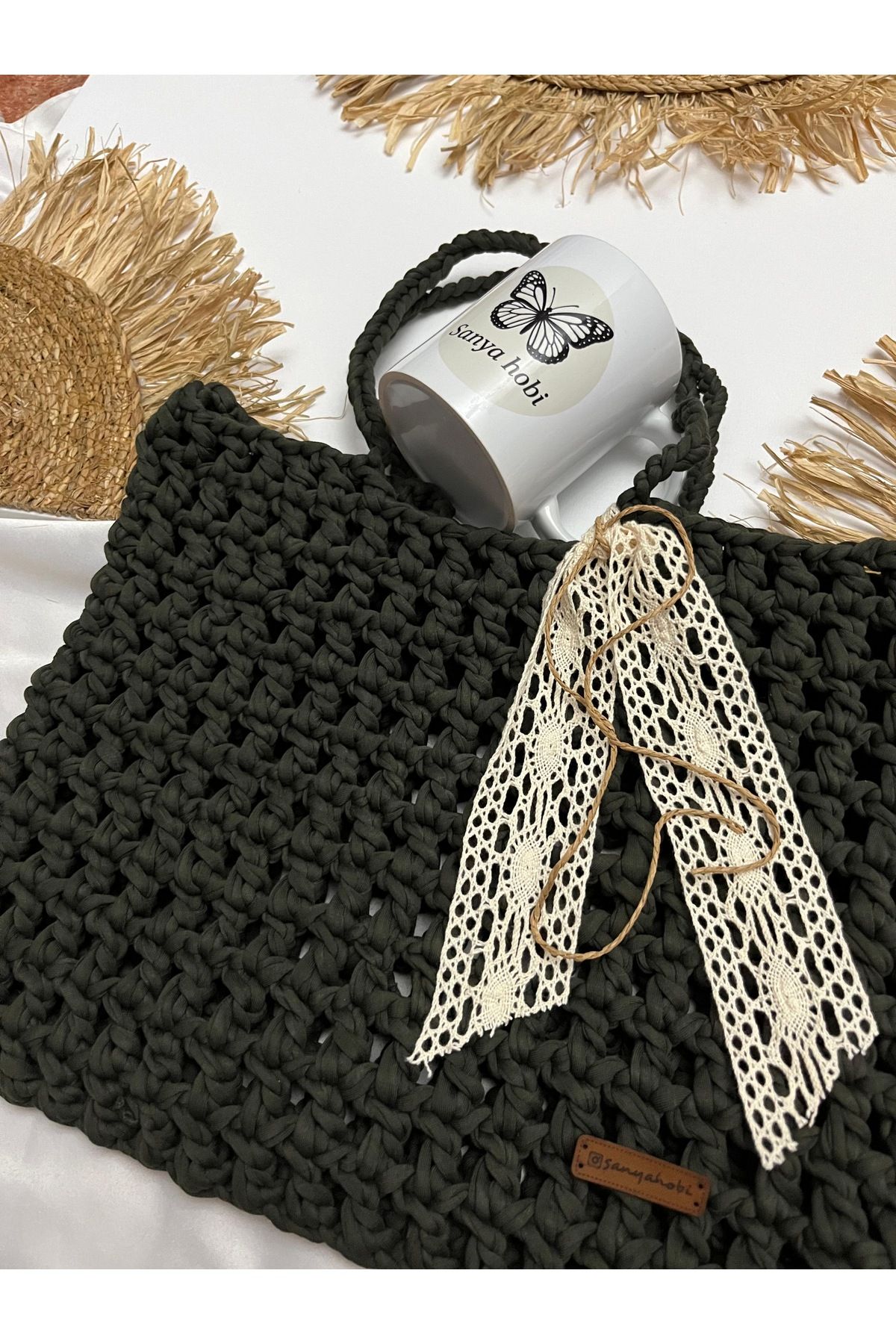 ABAD.HANDMADE Örgü file çanta