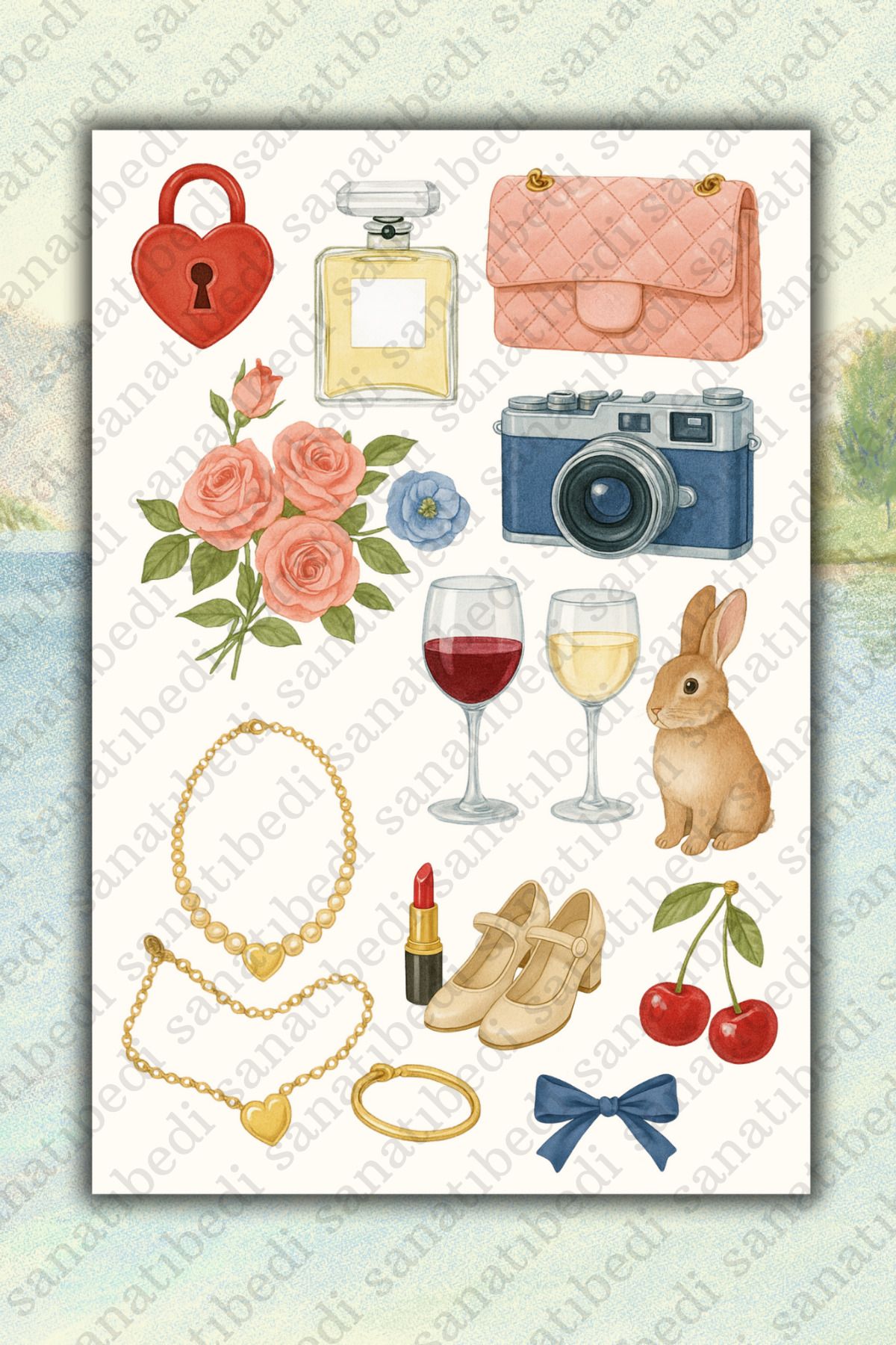 sanatıbedi Girl Vintage Retro Laptop Tablet Telefon Ajanda Bullet Journal Motor Sticker -Suya Dayanıklı Etiket-