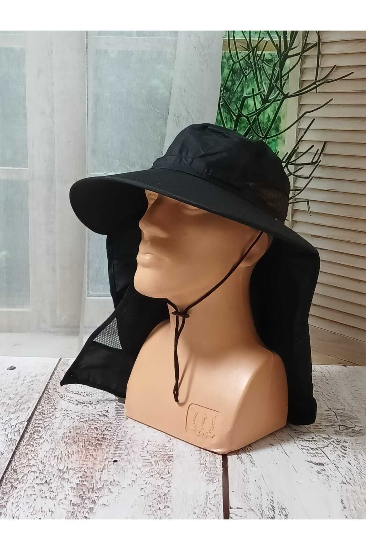 Aydmr Aksesuar Ense Korumalı Maskeli Safari Şapka