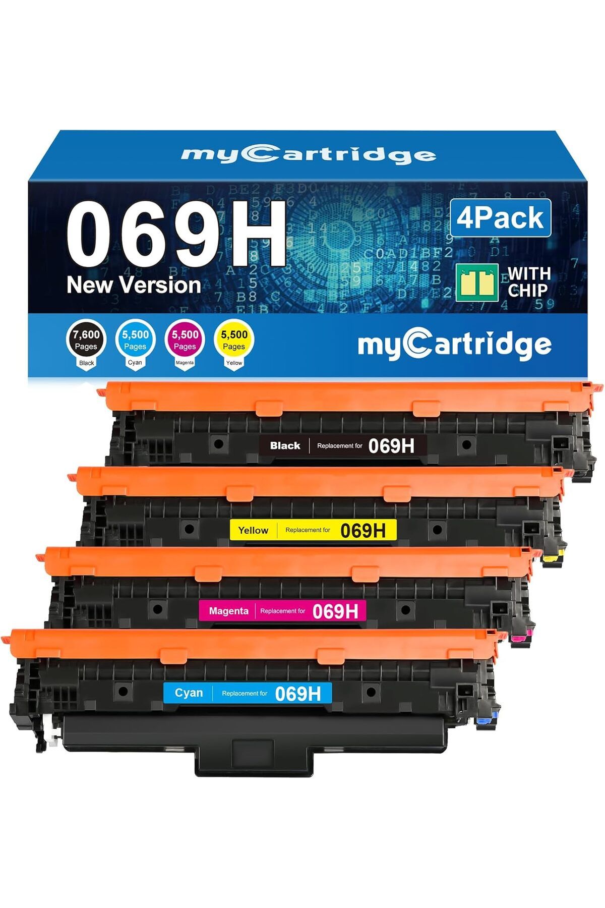 Canon Color ÇİPLİ MF753Cdw MF751Cdw LBP674Cdw Printer, 069 069H Toner Cartridge 4-Pack B/C/M/Y