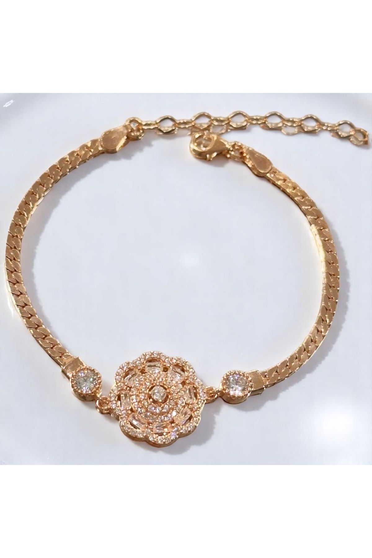 lolajewelry luxury silver zirkon taşlı zarif ve ışıltılı rose gold renk kadın bileklik