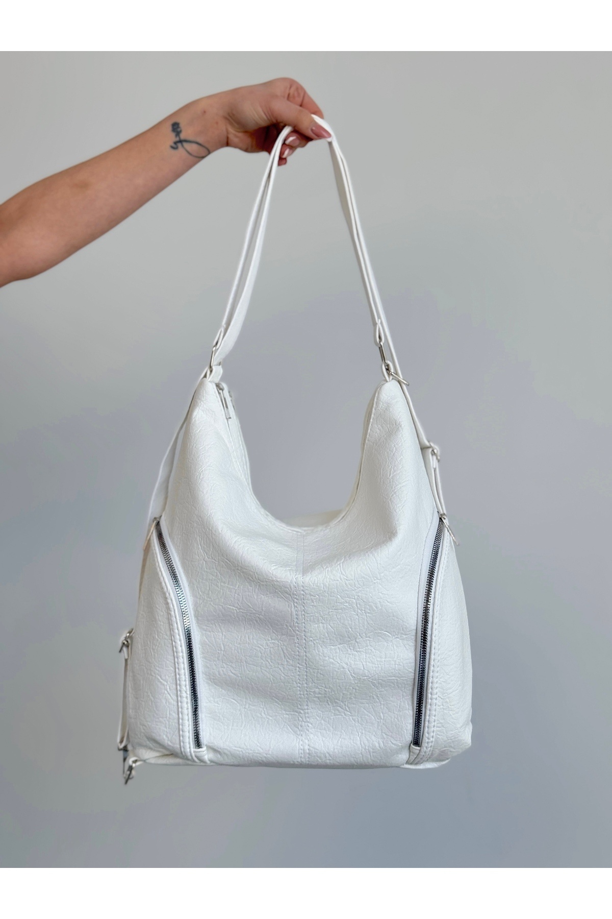KIRASE-New Quality Soft Leather Simple and Stylish Multi-Section Large Size Backpack and Shoulder Bag 3
