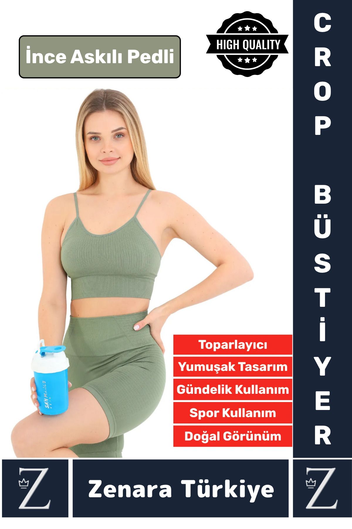 Wintoup Premium Göğüs Toparlayan Sarkma Önleyen Gündelik Spor Kullanım İnce Askı Pedli Çizgili Crop Büstiyer