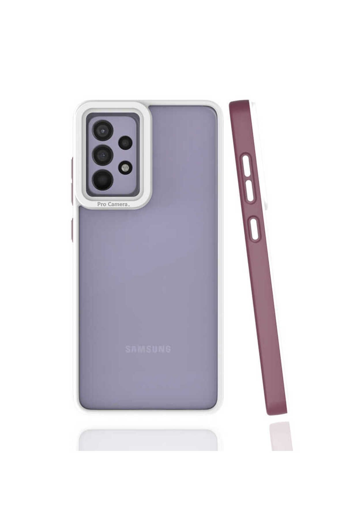 halkhouse Samsung Galaxy A52 Kılıf Kamera Korumalı Renkli Çerçeveli Esnek Sert Silikon Mima Kapak