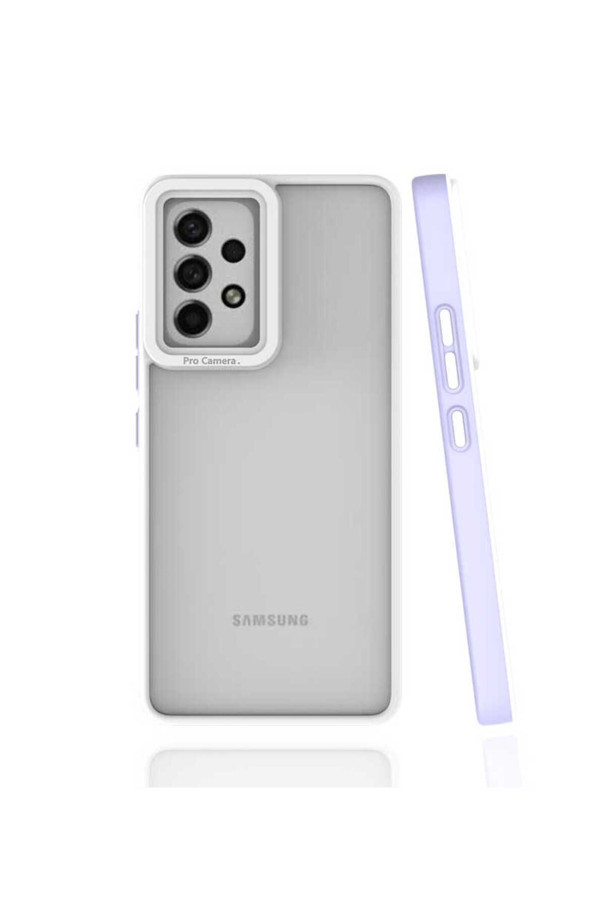 halkhouse Samsung Galaxy A53 5G Kılıf Kamera Korumalı Renkli Çerçeveli Esnek Sert Silikon Mima Kapak