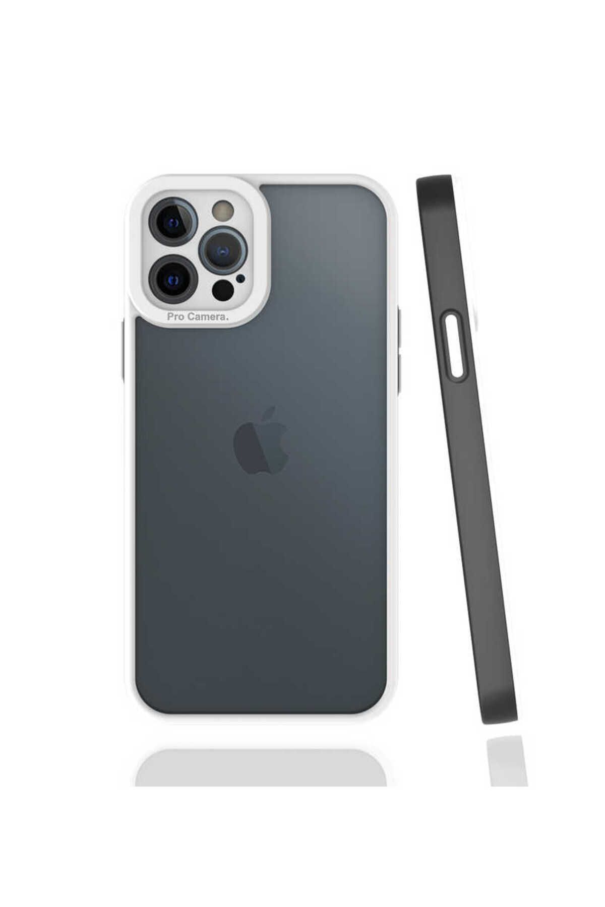 halkhouse Apple iPhone 12 Pro Kılıf Kamera Korumalı Renkli Çerçeveli Esnek Sert Silikon Mima Kapak