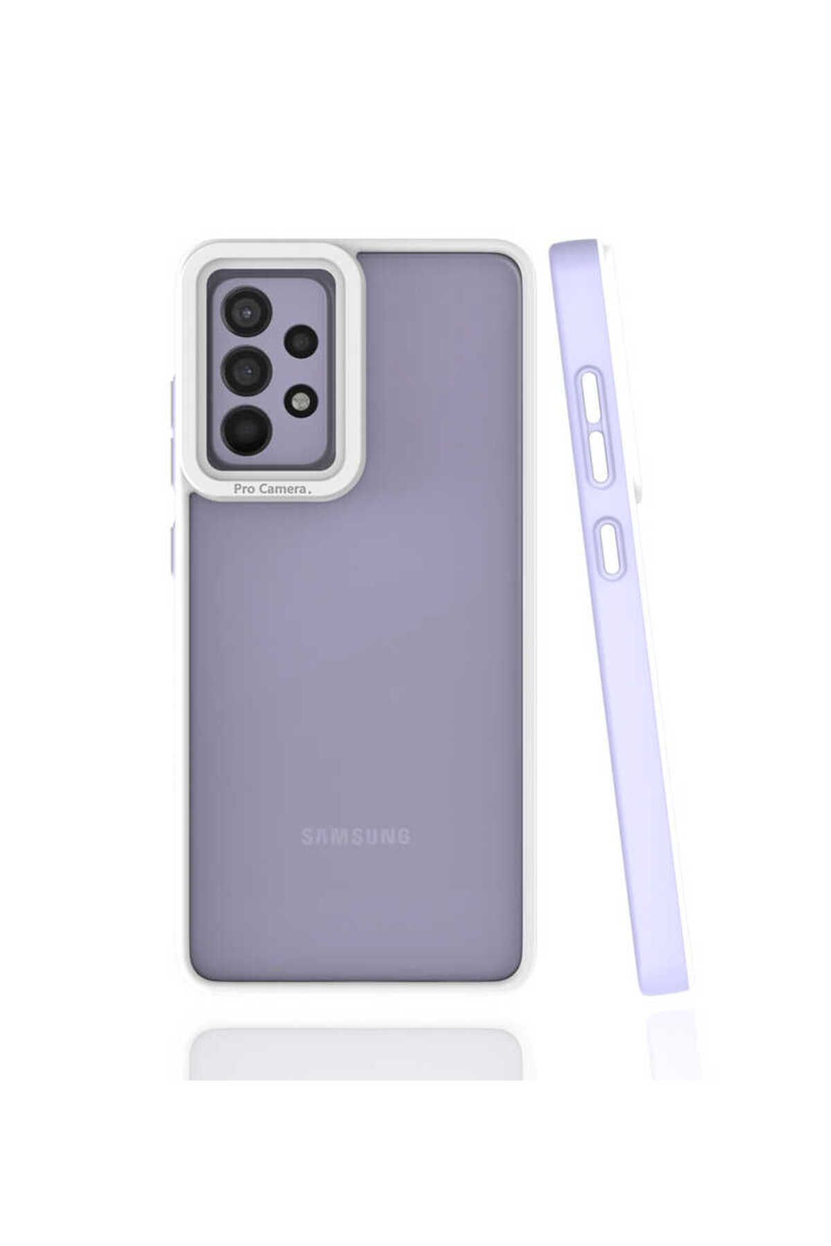 halkhouse Samsung Galaxy A52 Kılıf Kamera Korumalı Renkli Çerçeveli Esnek Sert Silikon Mima Kapak
