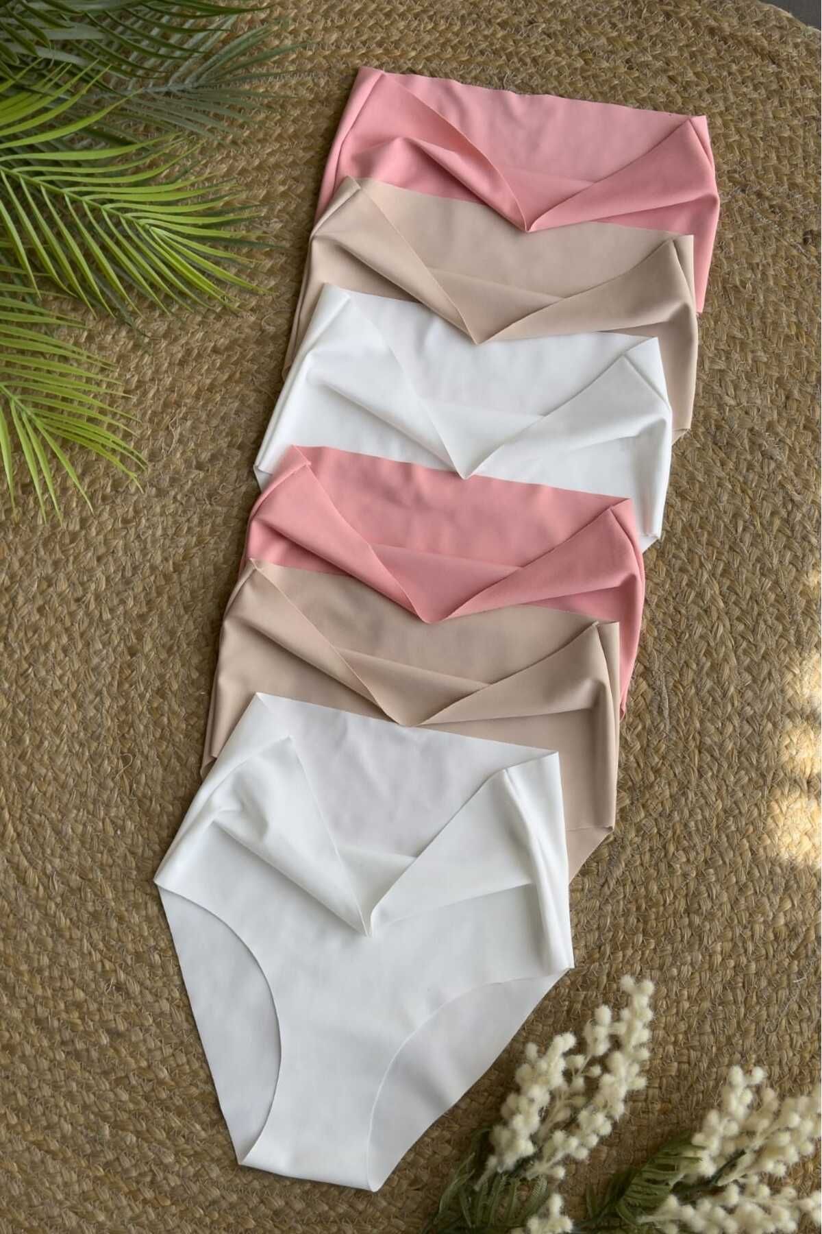 BERBUR STORE 6lı lazer kesim yüksek bel dikişsiz külot bikini