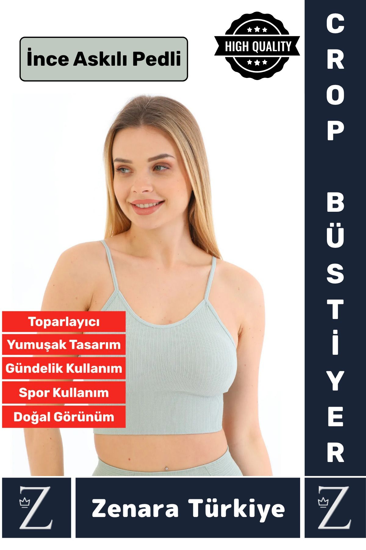 Wintoup Premium Göğüs Toparlayan Sarkma Önleyen Gündelik Spor Kullanım İnce Askı Pedli Çizgili Crop Büstiyer