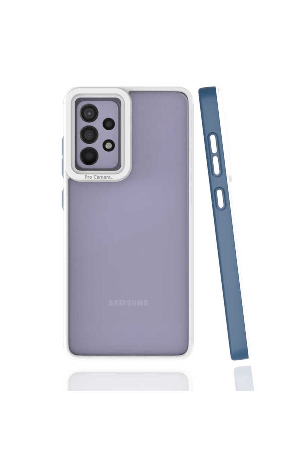 halkhouse Samsung Galaxy A52 Kılıf Kamera Korumalı Renkli Çerçeveli Esnek Sert Silikon Mima Kapak