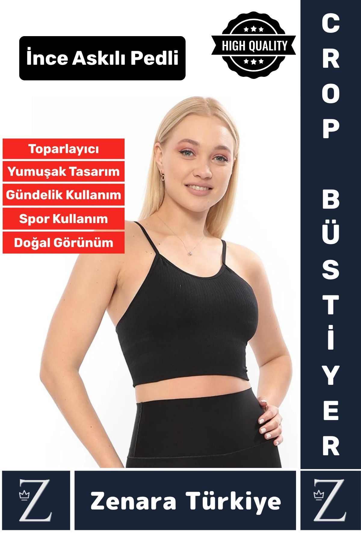 Wintoup Premium Göğüs Toparlayan Sarkma Önleyen Gündelik Spor Kullanım İnce Askı Pedli Çizgili Crop Büstiyer