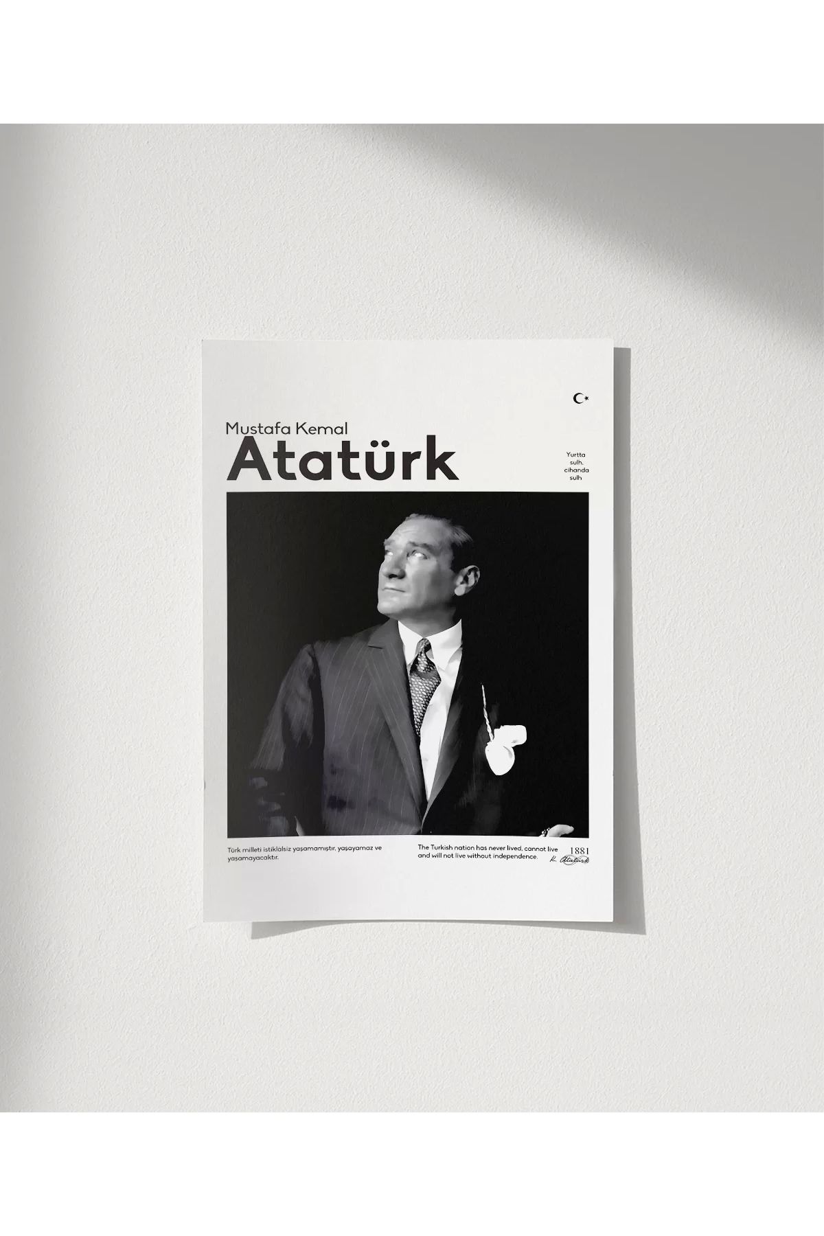 VOGLOO Çerçevesiz Poster Bağımsızlığa Adanmış Bir Ömür
