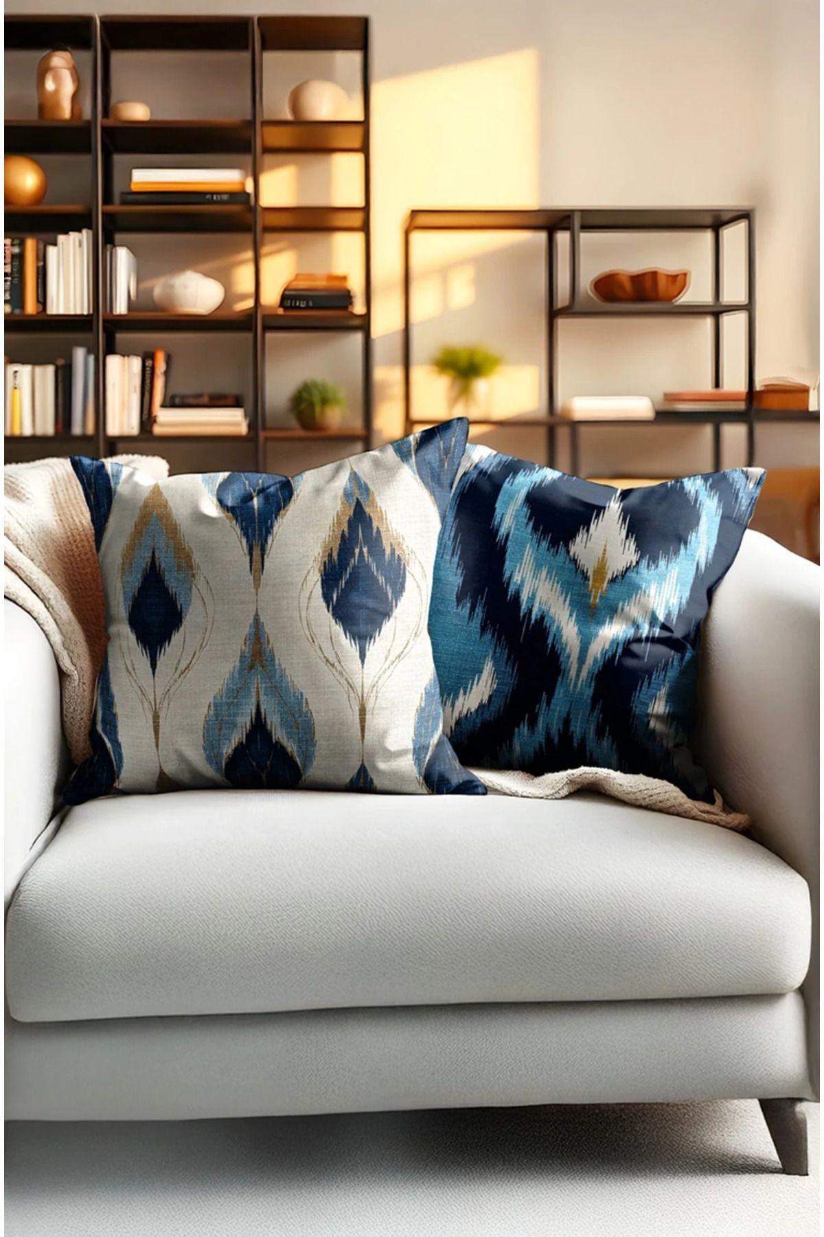Home 2li Set Dijital Baskı Punch Kırlent Kılıfı 43x43cm - v23