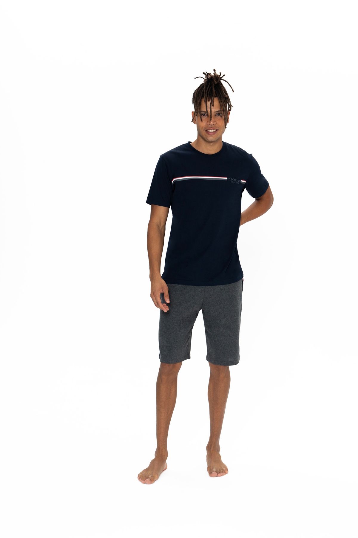 Tülaye U.S. Polo Assn. Erkek Şort&T-shirt Pamuklu Lacivert Pijama Takımı - TLAYE18A86Q5G