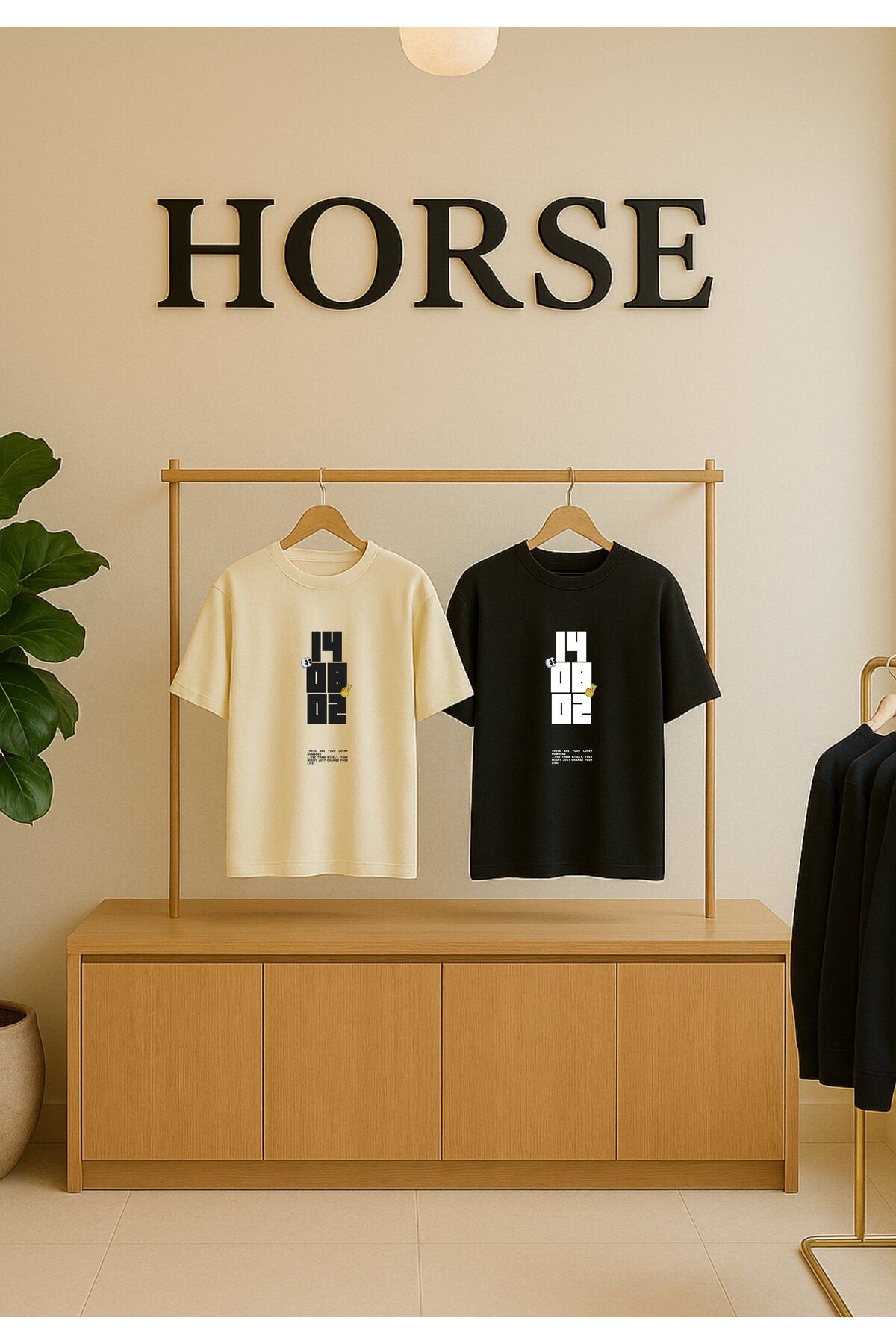 Horse LİKRALI %100 PAMUK KADIN-ERKEK BİSİKLET YAKA OVERSİZE BASKILI T-SHİRT