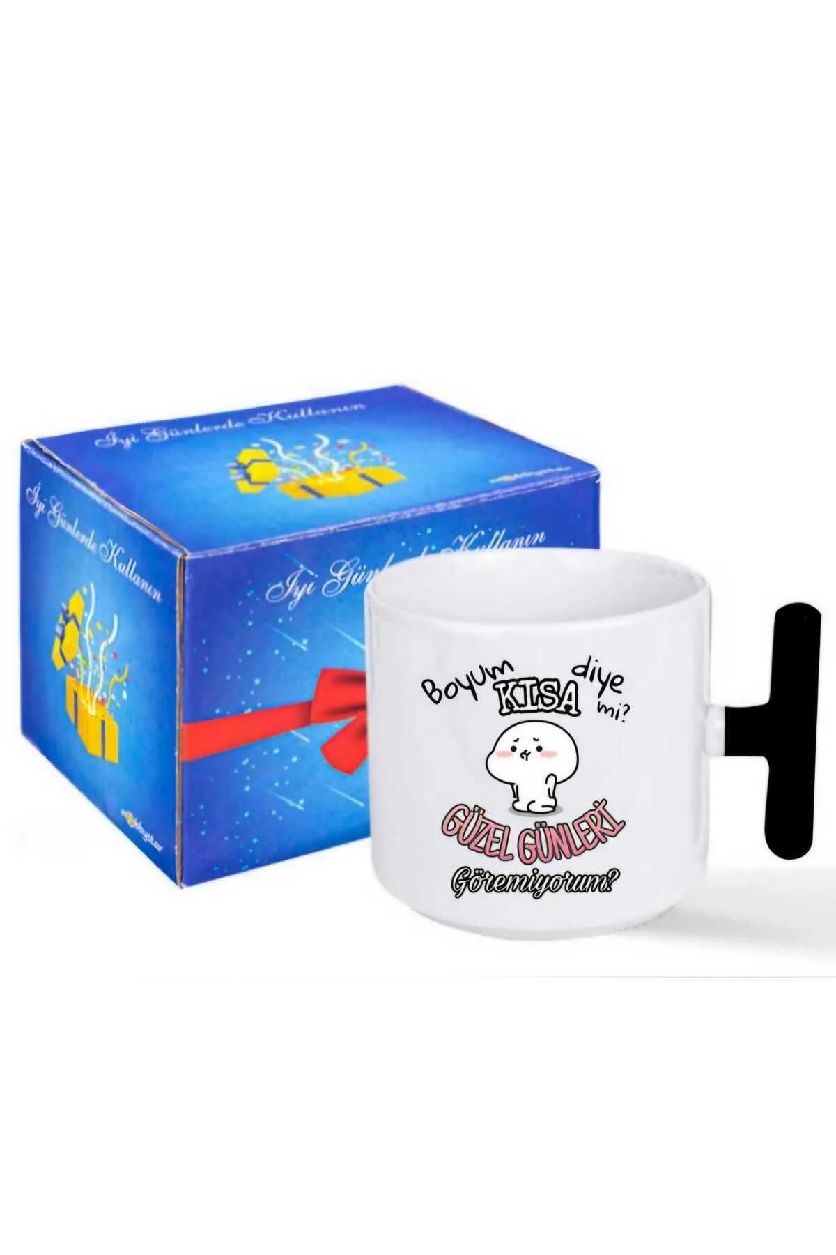 Tasarım-"Can'T I Just Have a Short Boy, I Can'T See Good Days?" Black t Handle Mug 2