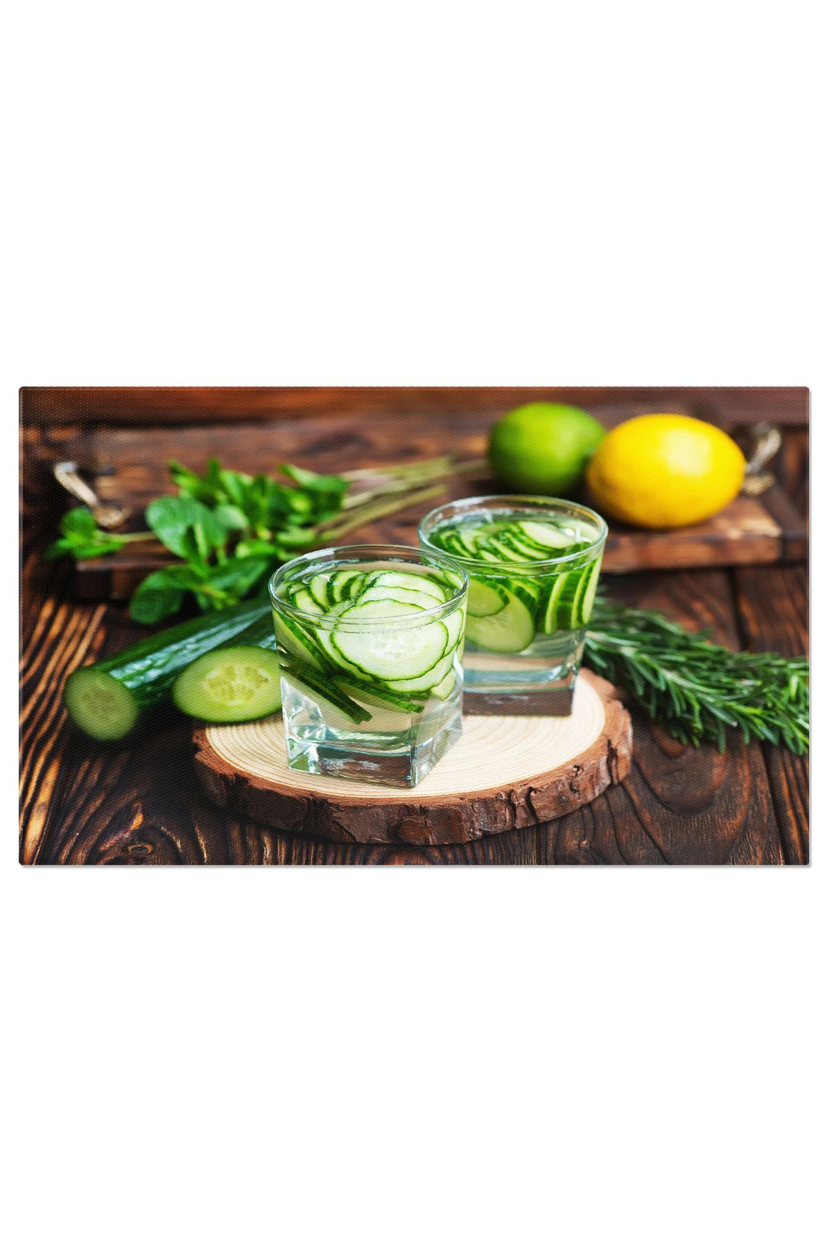 StoryGift Romania Tablou Canvas: Apa Detox Cu Lamai Si Ierburi - Summer, Health, Fresh - 40 x 25