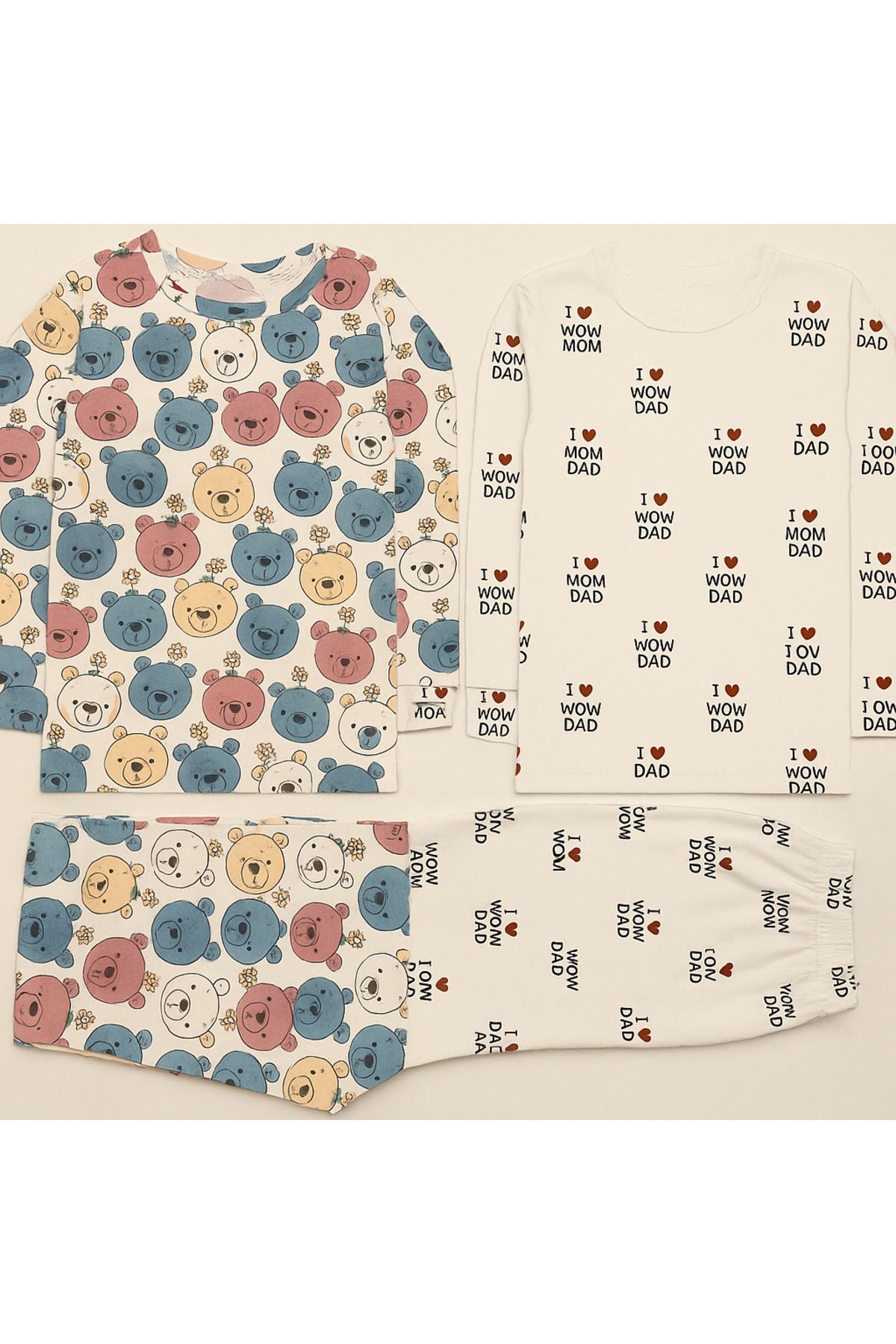 JUNİOR TİAMO Sevimli Desenli Çocuk Pijama Takımı - Uzun Kollu