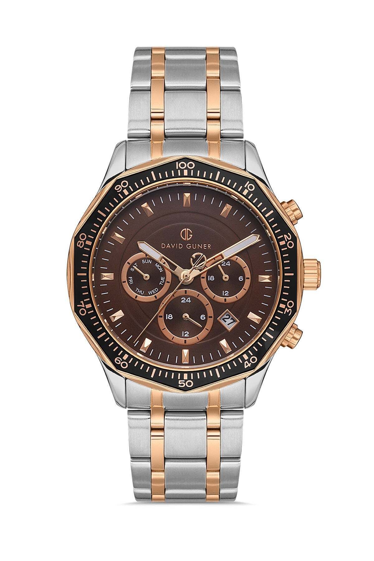 DAVID GUNER-Rose White Coated Brown Dial Men's Wristwatch Dg-8419Ga-E6 2