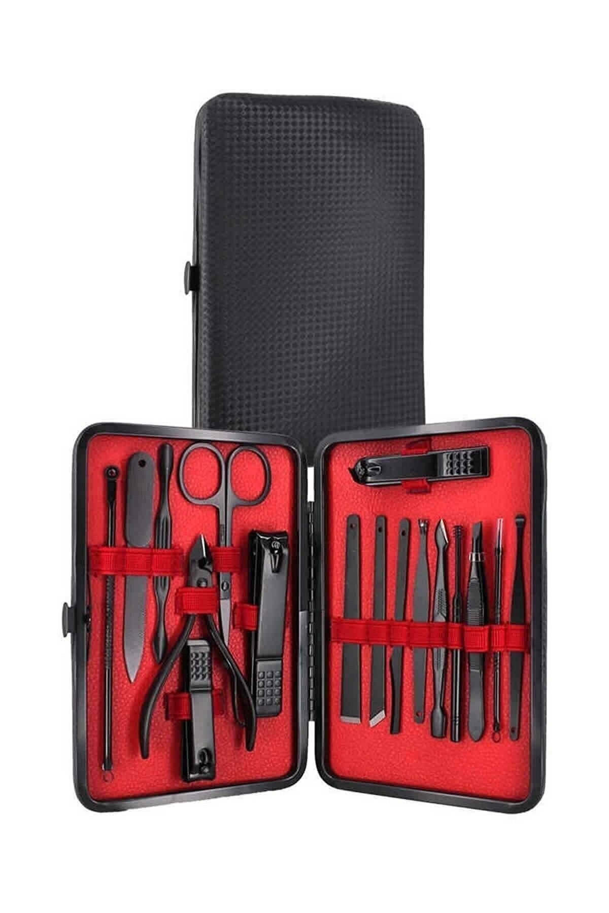 KAİZEN Manikür Pedikür Seti Tırnak Manikür Pensi Set 17 Pcs Tırnak Eti Manikür Makası Siyah Nokta Temizleme