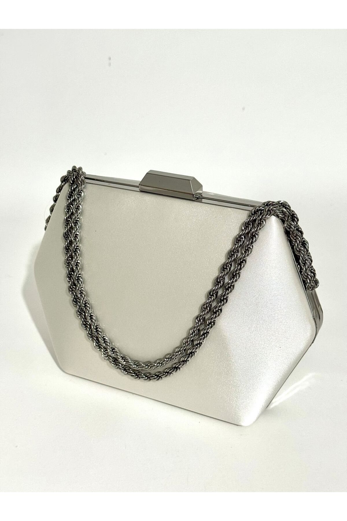 NAZART Kadın Saten Abiye Clutch Zincir Askılı El Düğün Nişan Gece Omuz Çantası
