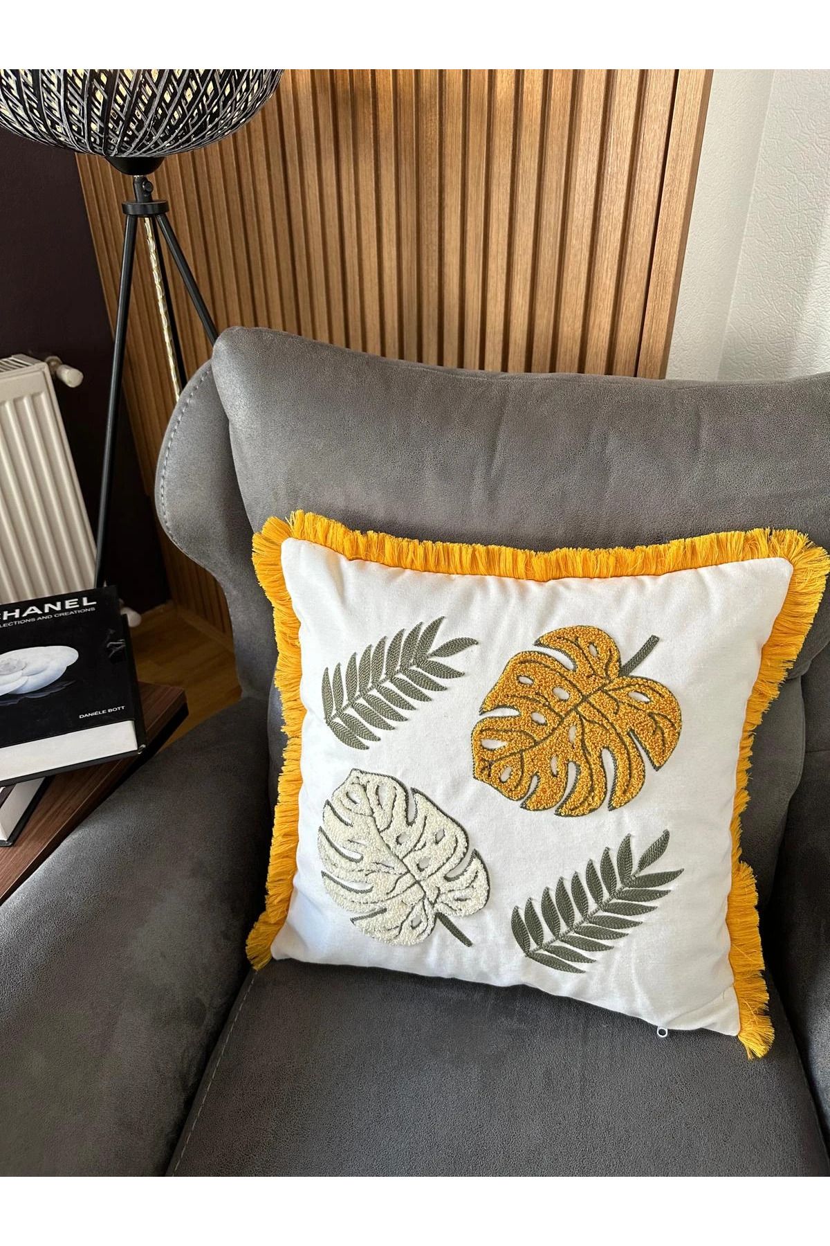 Home 2li Desenli Saçaklı Punch Kırlent Kılıfı 43x43cm - v5