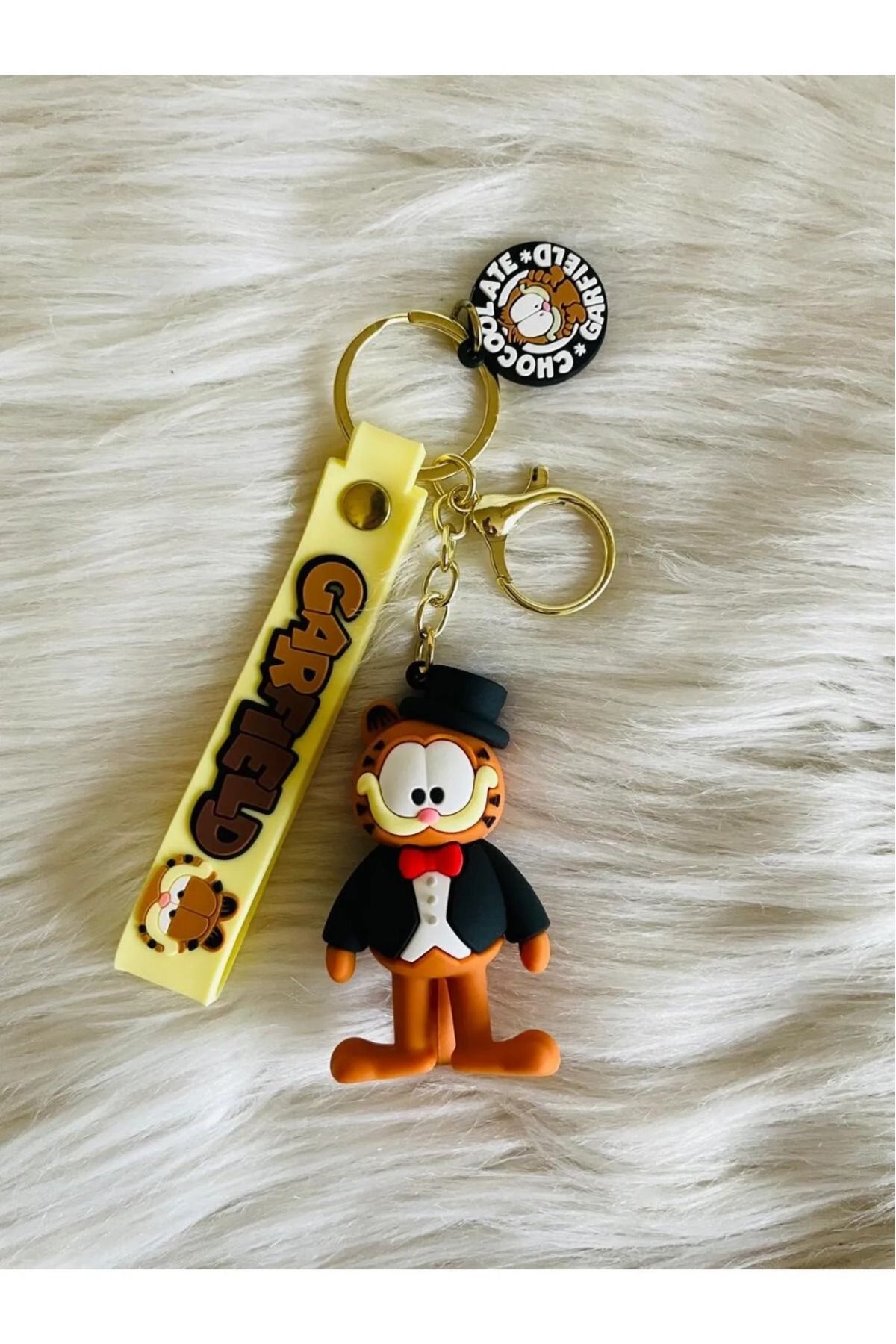 mihi hediyelik Garfield Sevimli Anahtarlık, çanta süsü,3D,Lüx,silikon