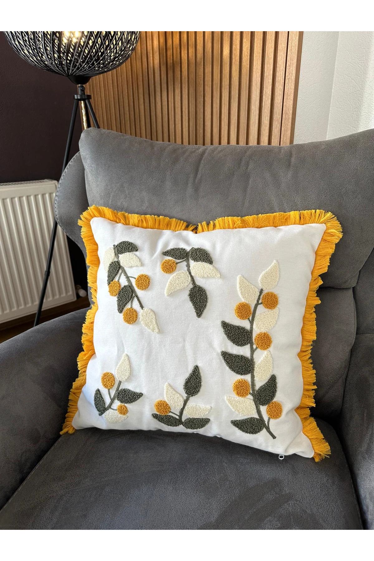 Home 2li Desenli Saçaklı Punch Kırlent Kılıfı 43x43cm - v1