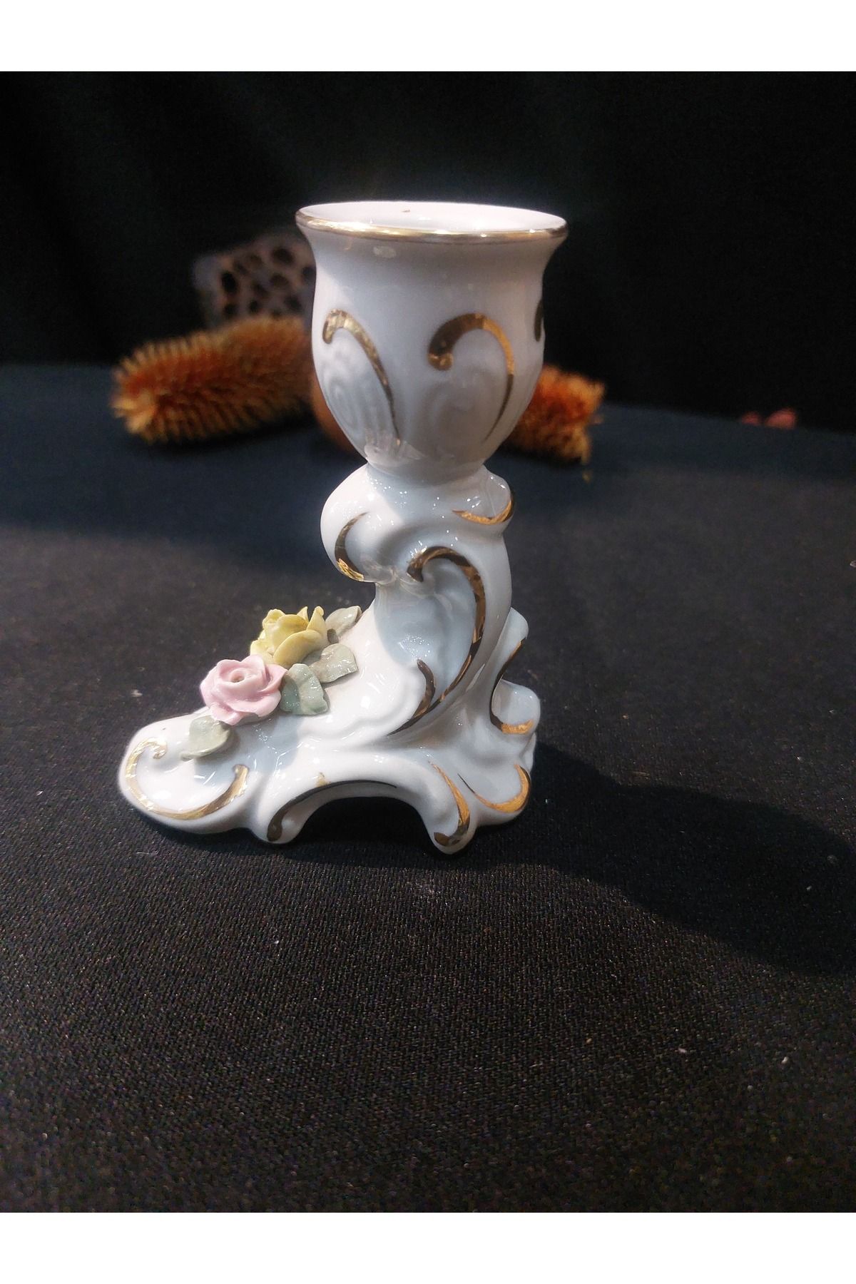 Dedemin Antikaları Vintage Dresden Capodimonte Porselen Mumluk