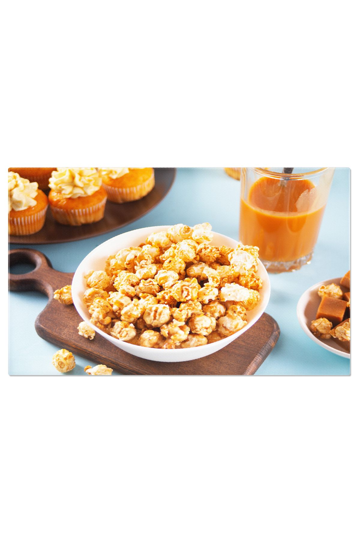 StoryGift Romania Tablou Canvas Popcorn Caramelizat In Bol Alb Gust Savuros De Caramel, Deliciu Crocant Pentru S - 40 x 25