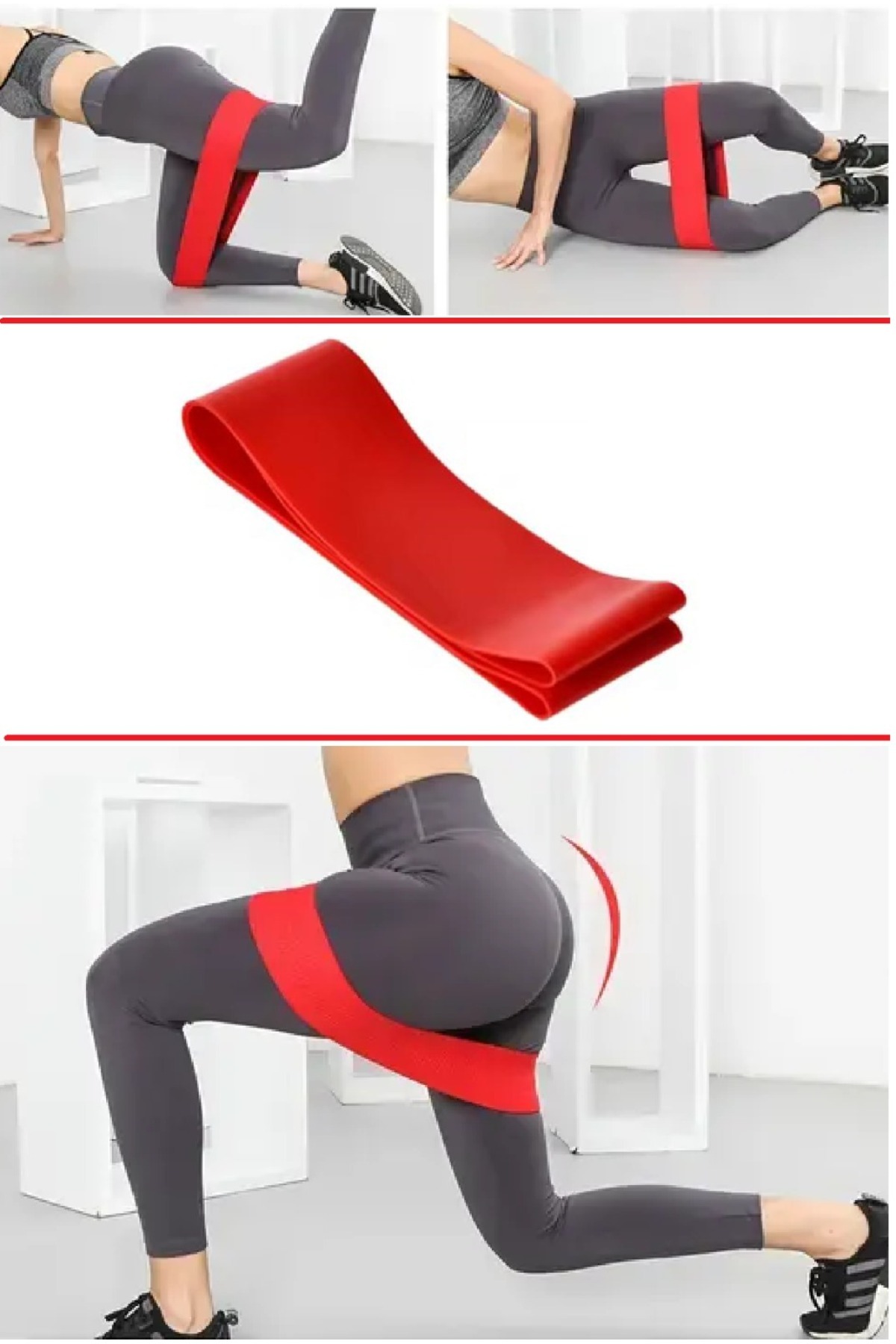 GUS Company 60 CM Pilates Jimnastik Egzersiz Yoga Direnç Bandı (Kırmızı - Ağır) 600x50x0.9 MM