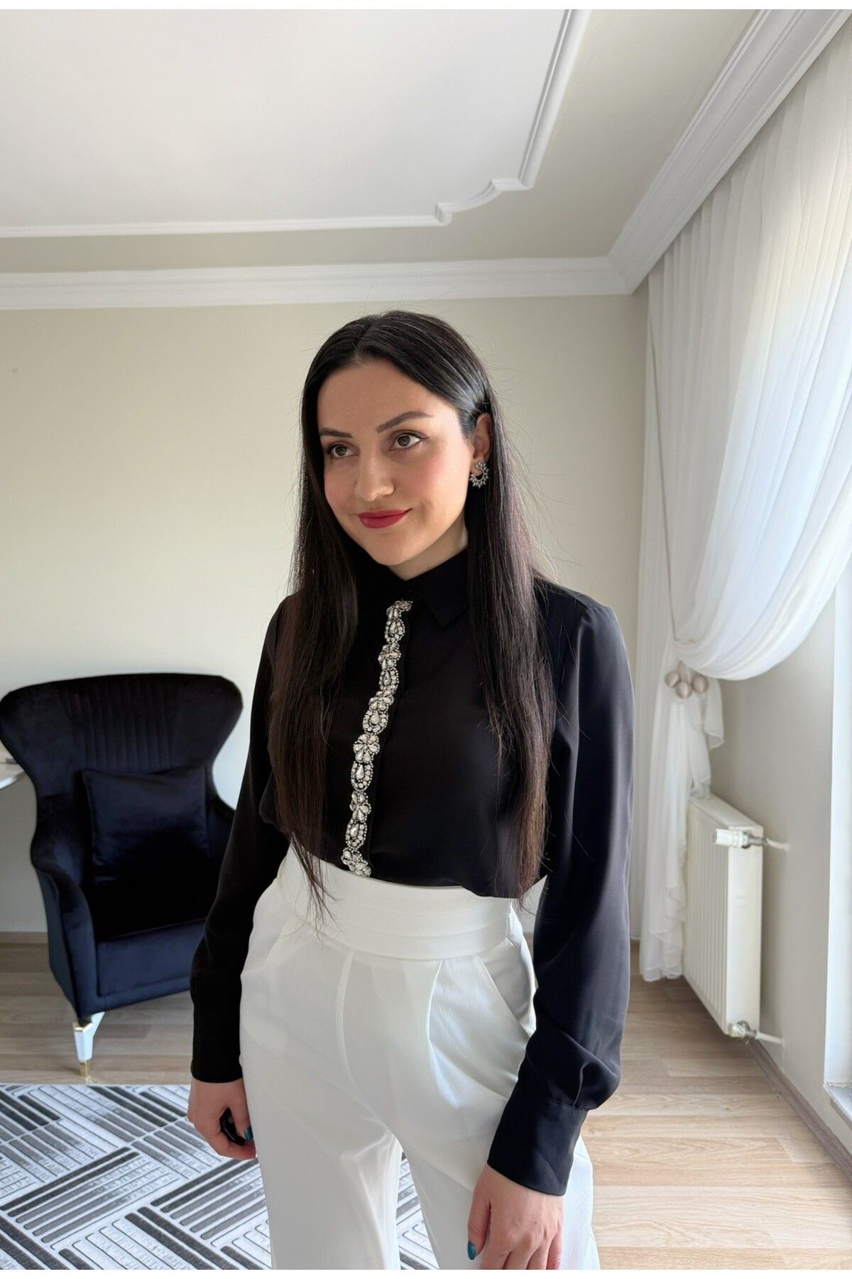olina boutique Şerit Aksesuarlı Gömlek