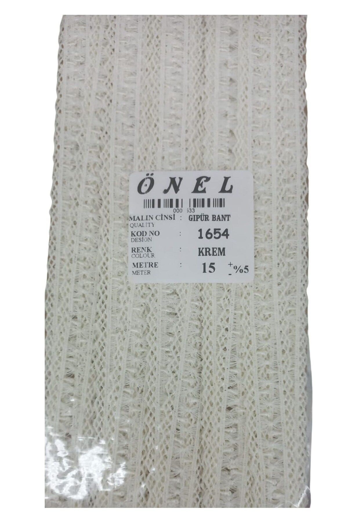 Modafiks Dantel Polyester Güpür Bant Krem 15 Metre En 3 cm ON-1654-K