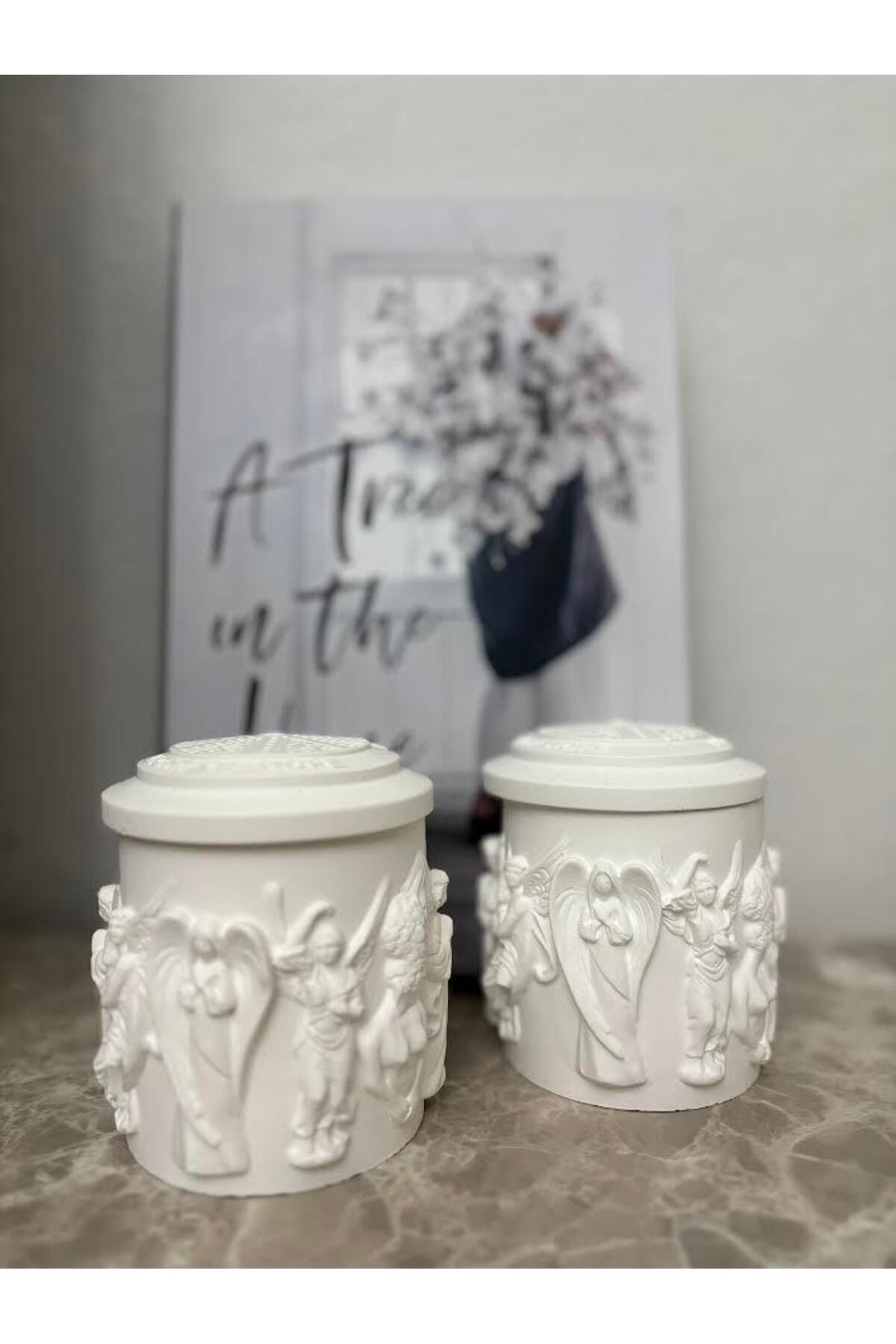 camas candle İskandinav Tasarım Melek Heykelli Mumluk ve Soya Wax Mum