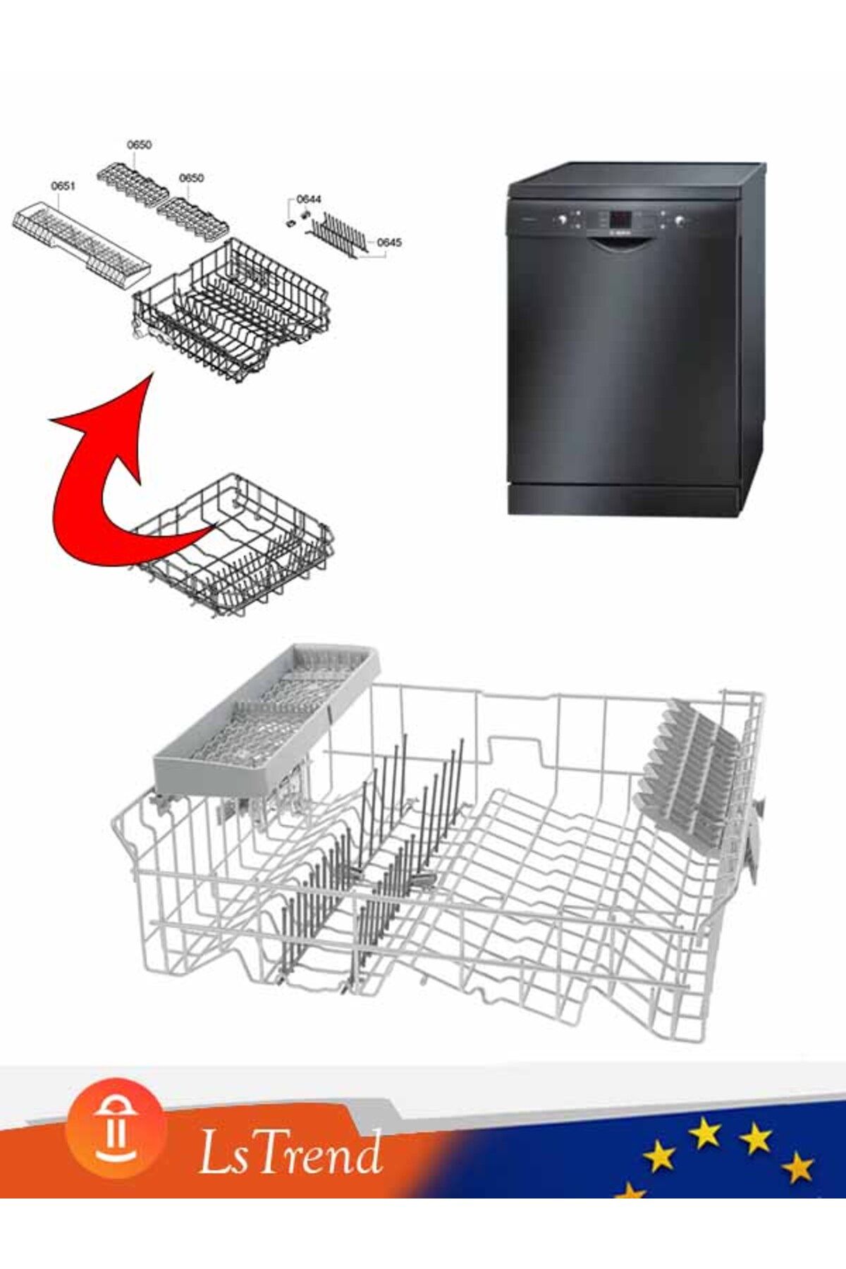 Ls Trend Bosch Siemens Bulaşık Makineleri ile uyumlu üst sepet ( Cihazınız ile uyumluluk sorgulayınız)