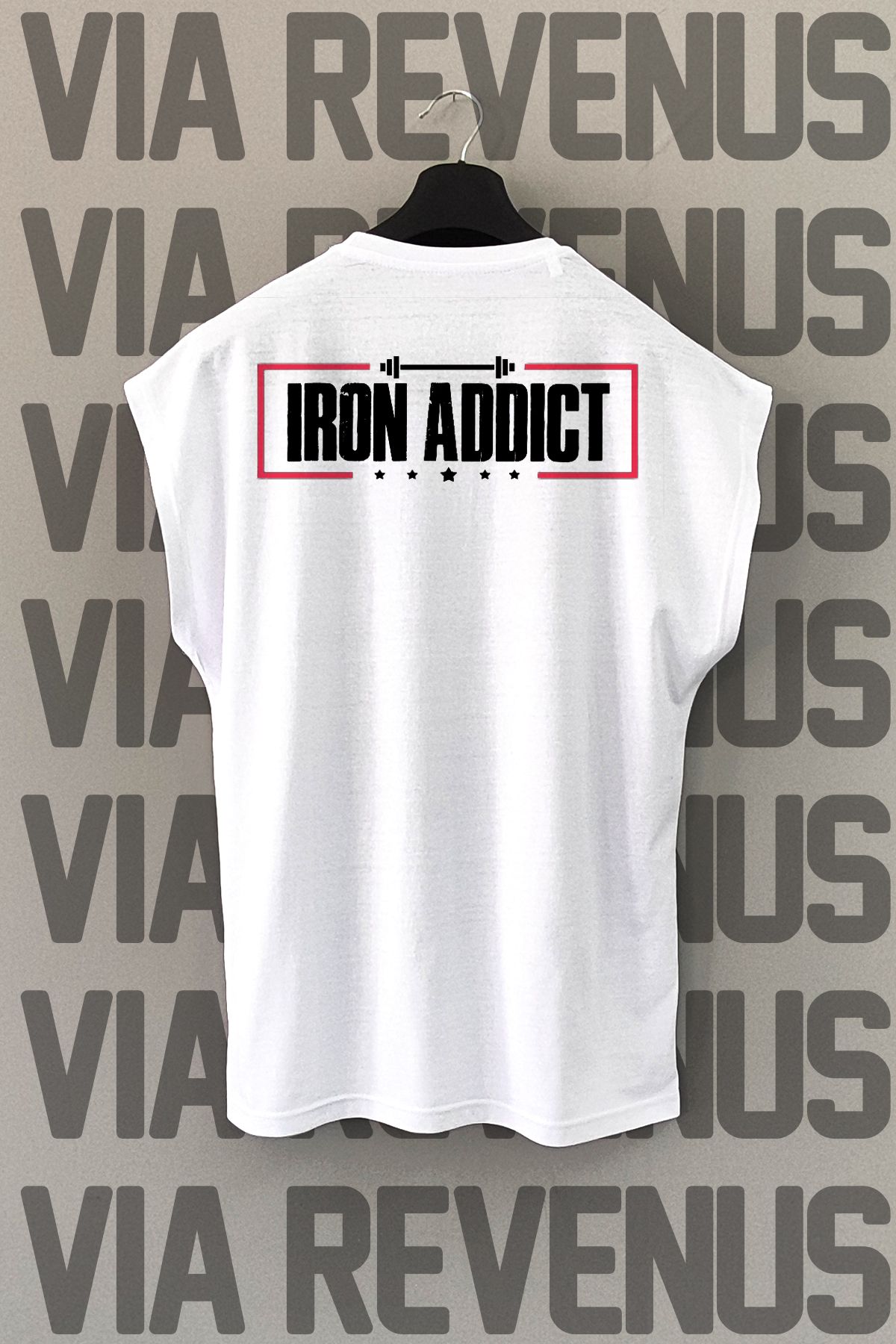 Vordevia Iron Addict Sırt Baskılı Sıfır Kollu Bisiklet Yaka Spor Tshirt