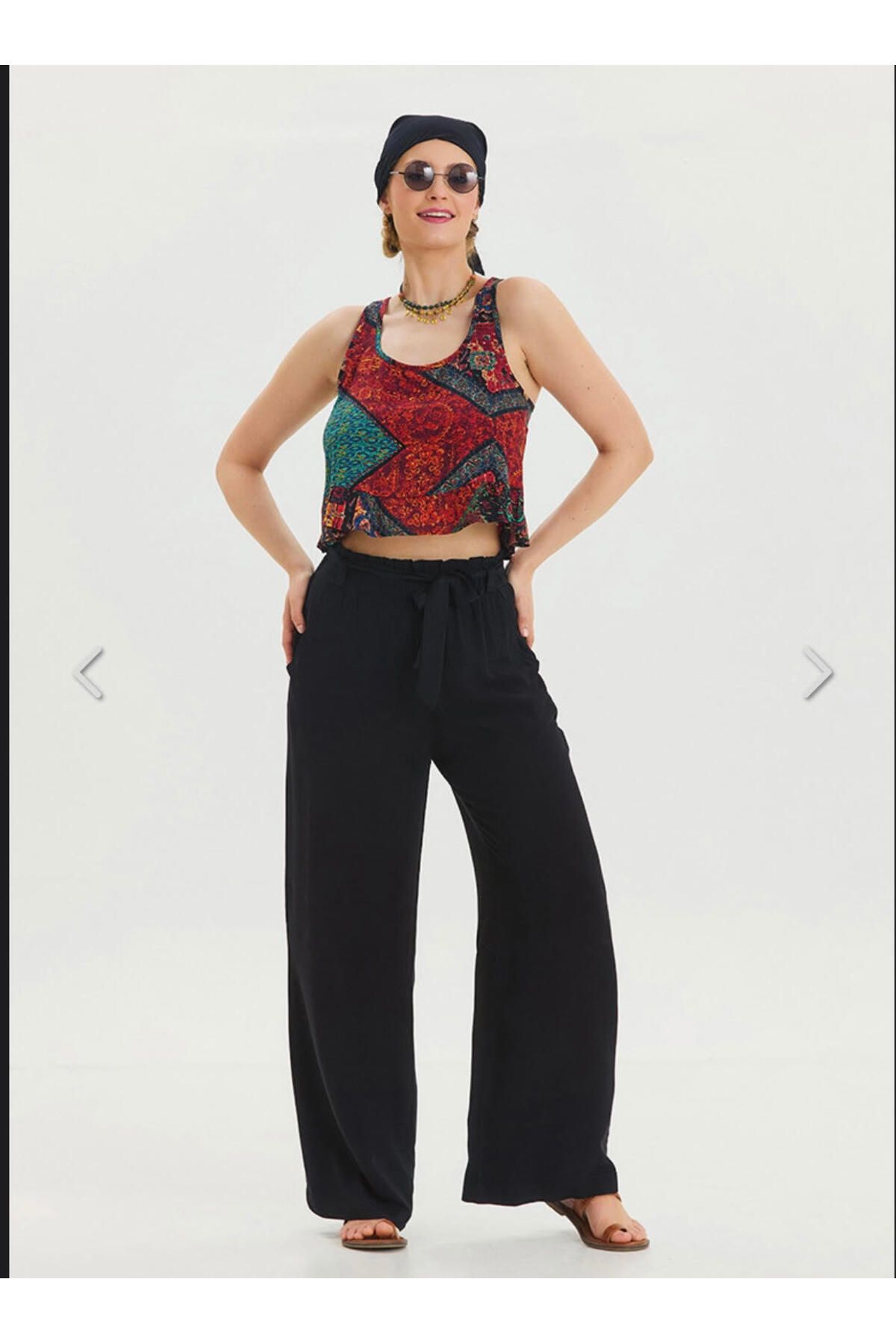 LookEss Kadın kuşak detaylı kumaş pantolon