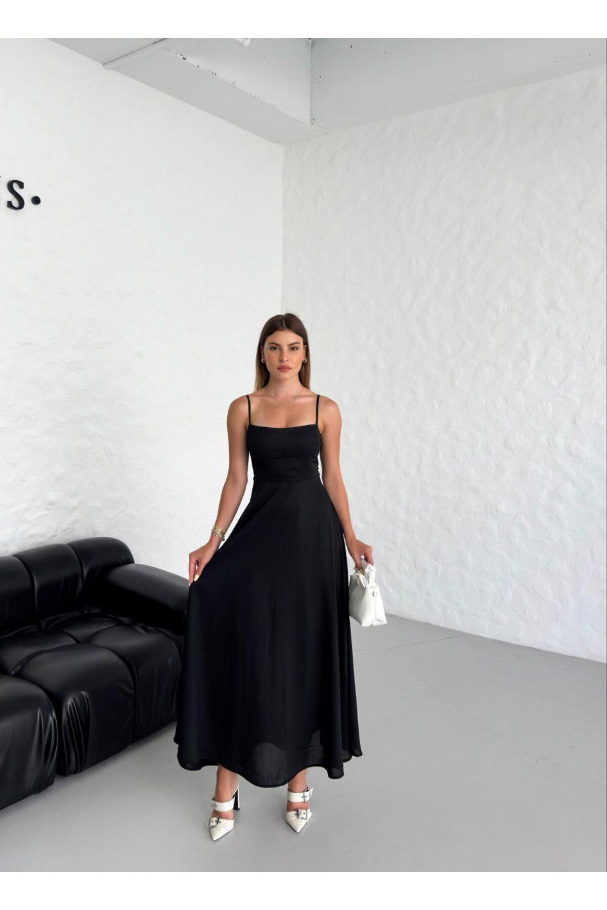 Butik Kadın Siyah Uzun Elbise