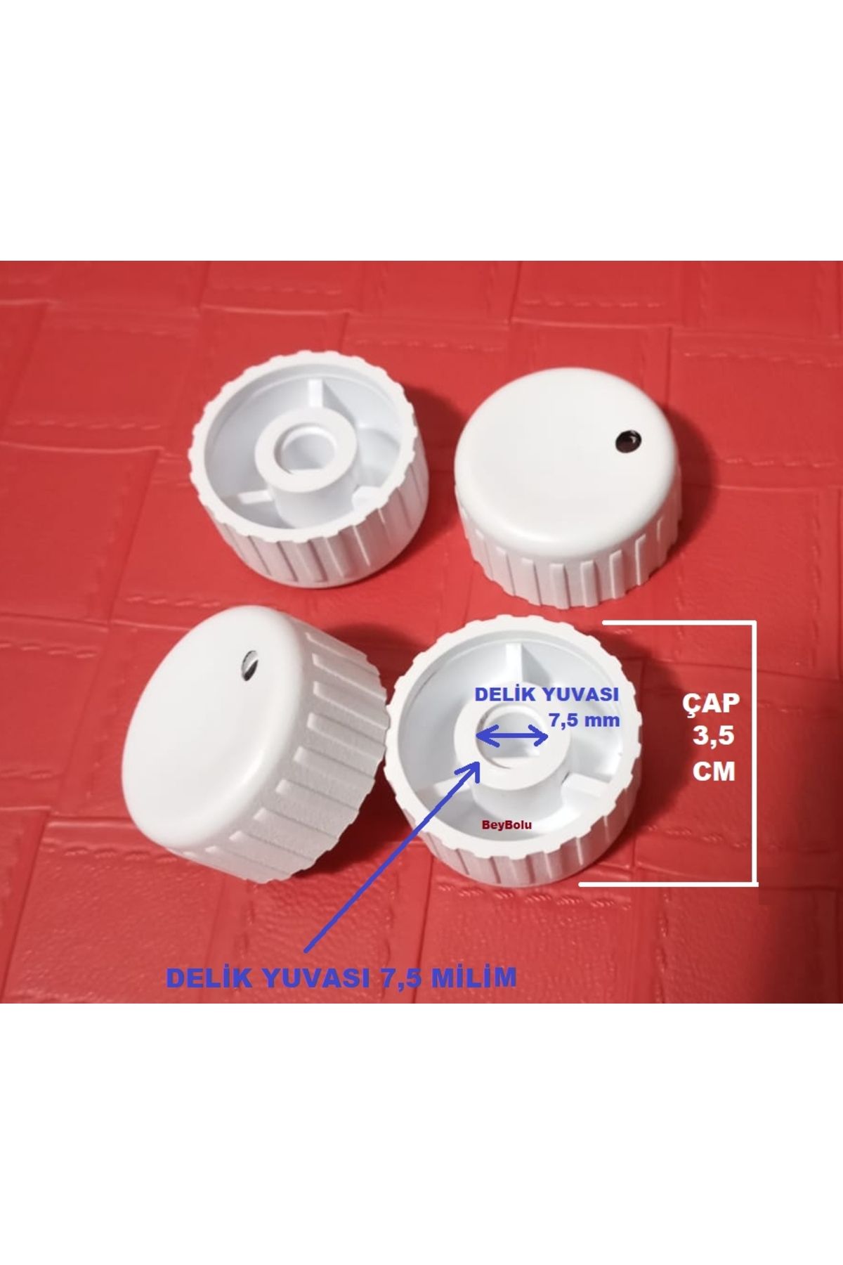 FullYedek Beko Uyumlu Geniş Delik Yuvalı 4 lü Ocak Düğme Takımı Mil Geçme Yuvası 7,5 MM