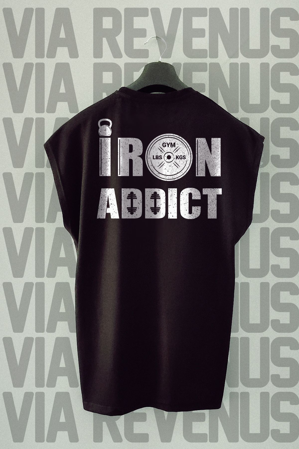 Vordevia Iron Addict Sırt Baskılı Sıfır Kollu Bisiklet Yaka Spor Tshirt