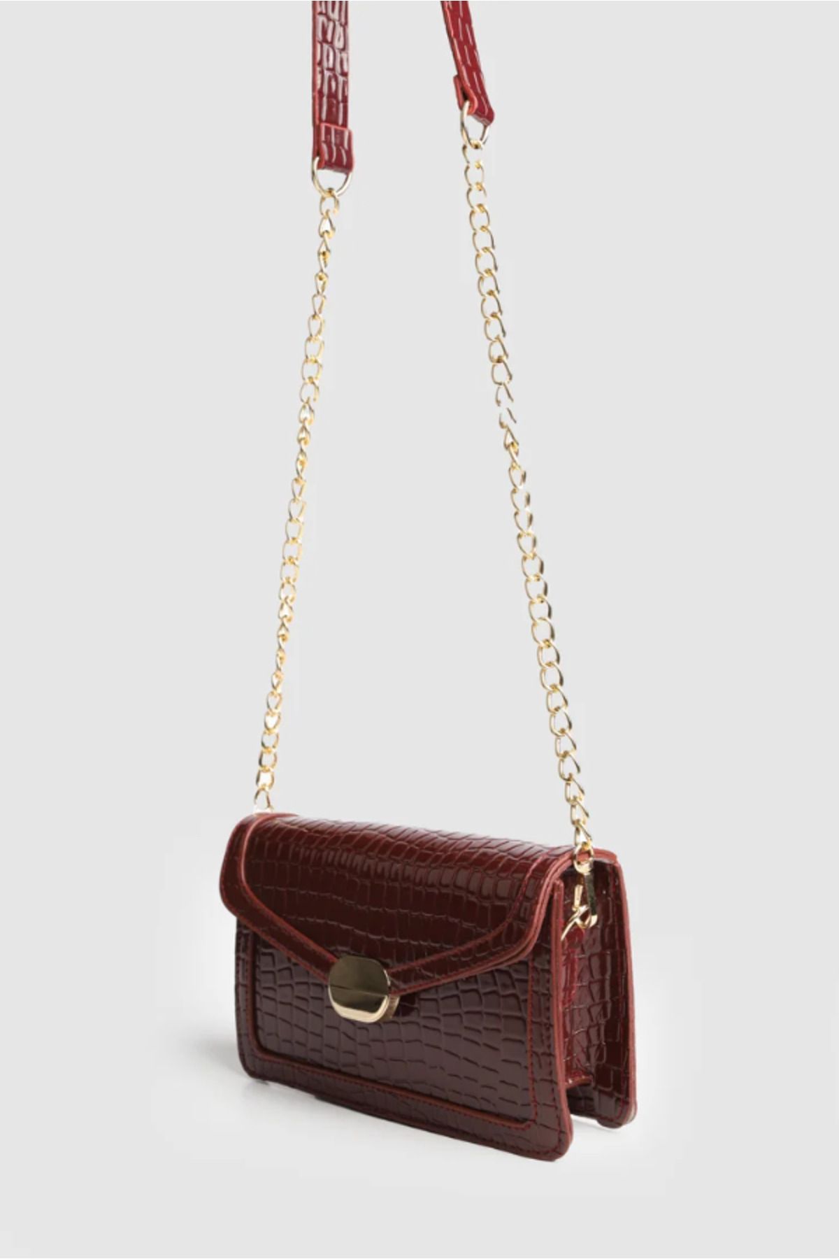 Tugchic Bags Kadın Kroko Askılı Kol- Çapraz Çanta Bordo