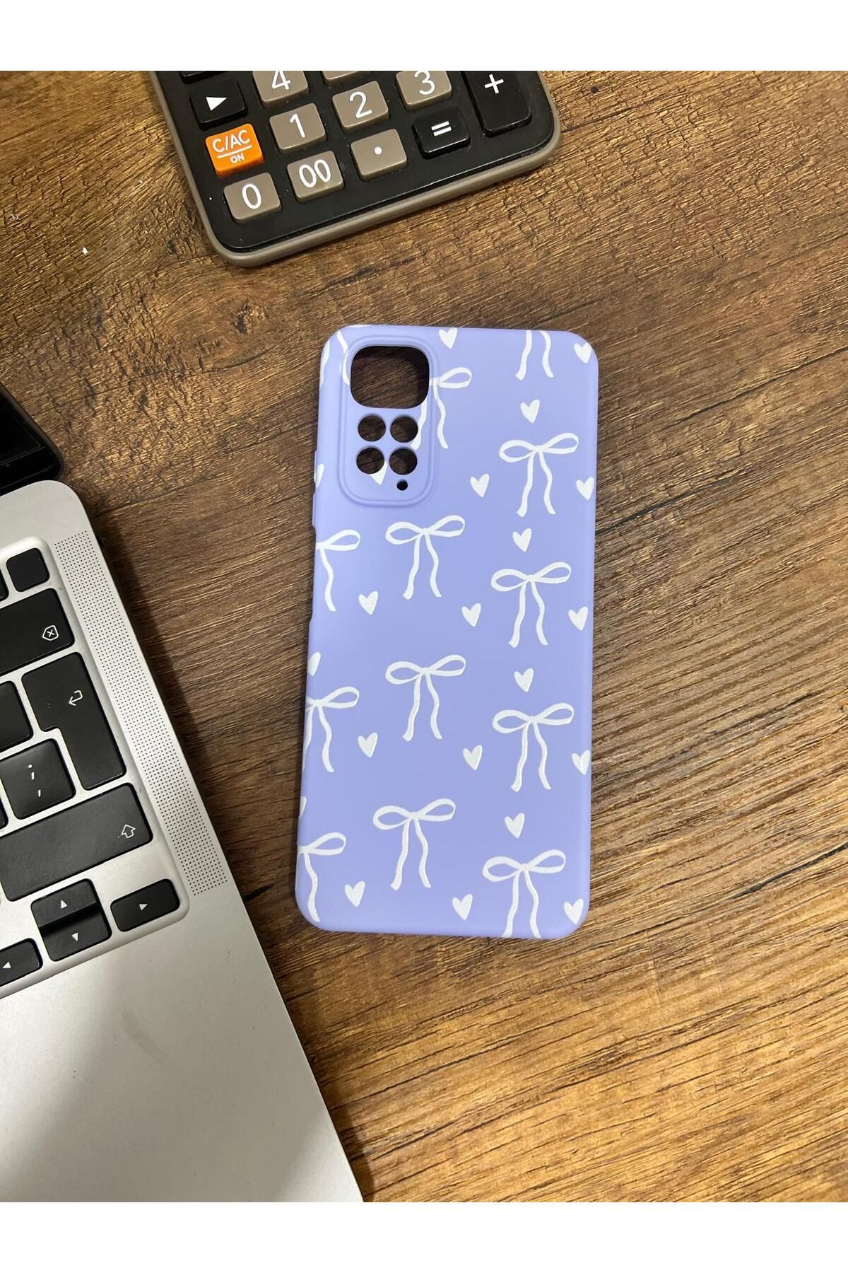 HZR Xiaomi Redmi Note 11 Kurdele Desenli Mavi Silikon Kılıf