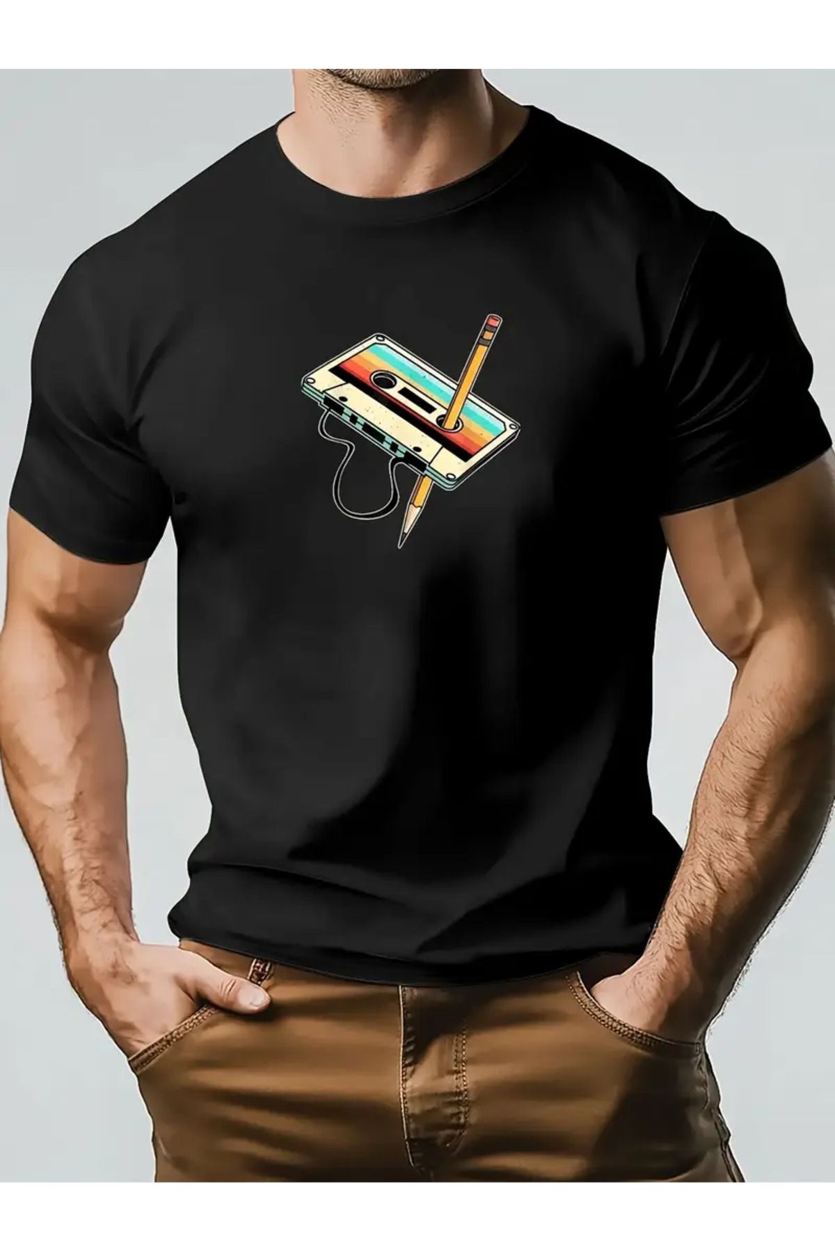 AEMİ Unisex Baskılı Oversize Bisiklet Yaka T-shirt