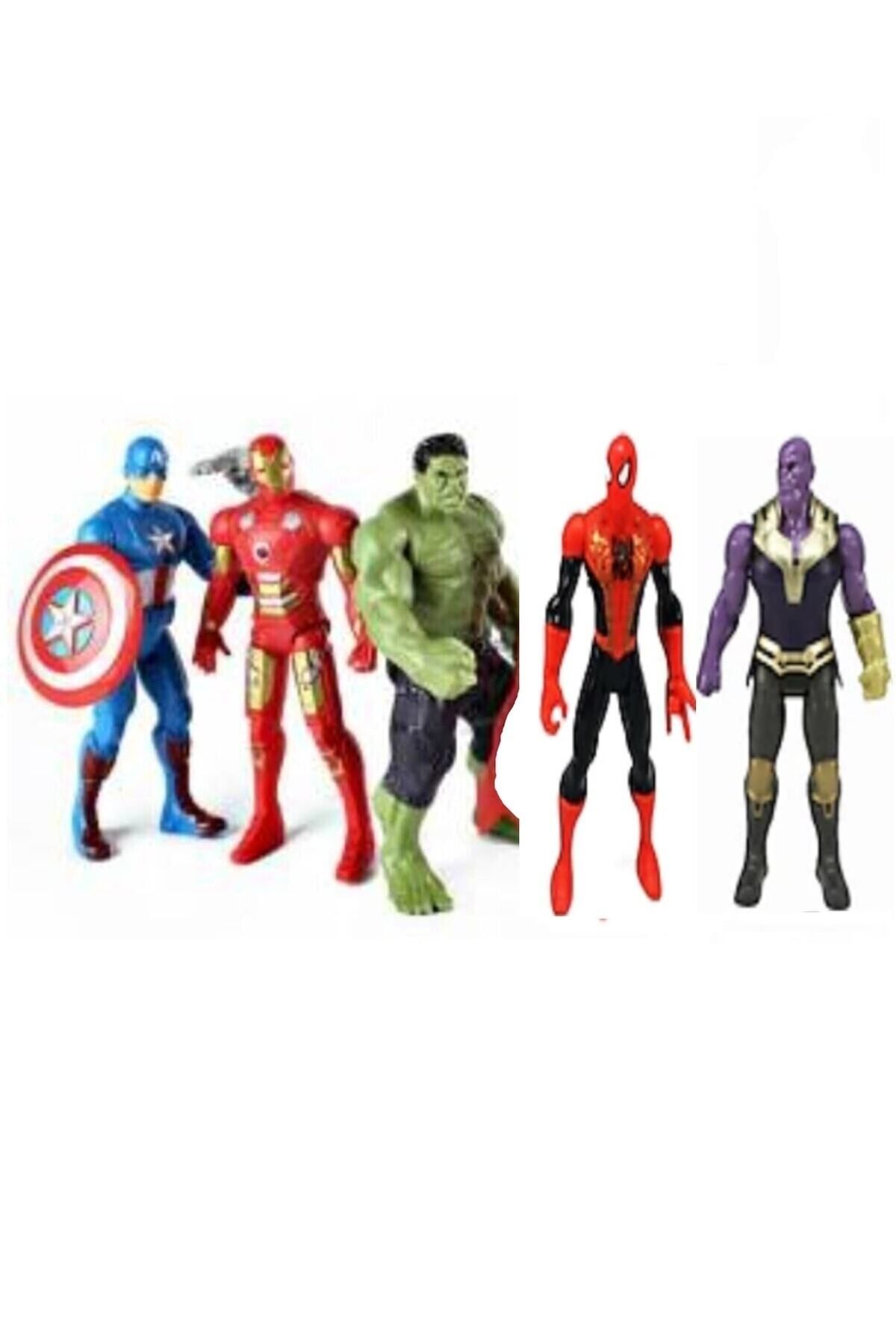 BAMTEBİ Avengers 3 Oyuncak 5 Li Süper Kahraman Oyuncak Figürleri Ironman Thanos Hulk Örümcek Adam K. America