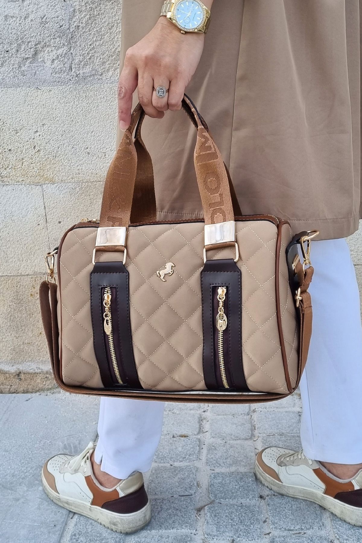 Miami Polo Club Kadın Kapitone Desenli El & Omuz Çantası