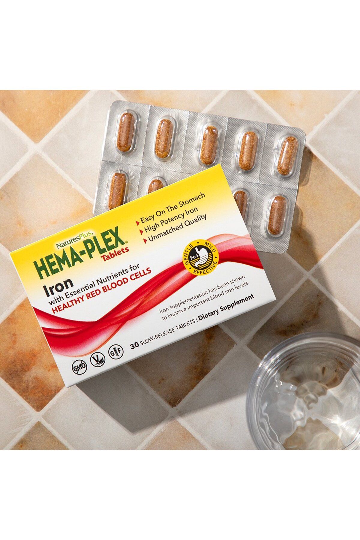 NaturesPlus Natures Plus Hema-Plex Iron (B12 +B6 + Niacin + Demir + Zinc)- 30 Slow-Release Tablet