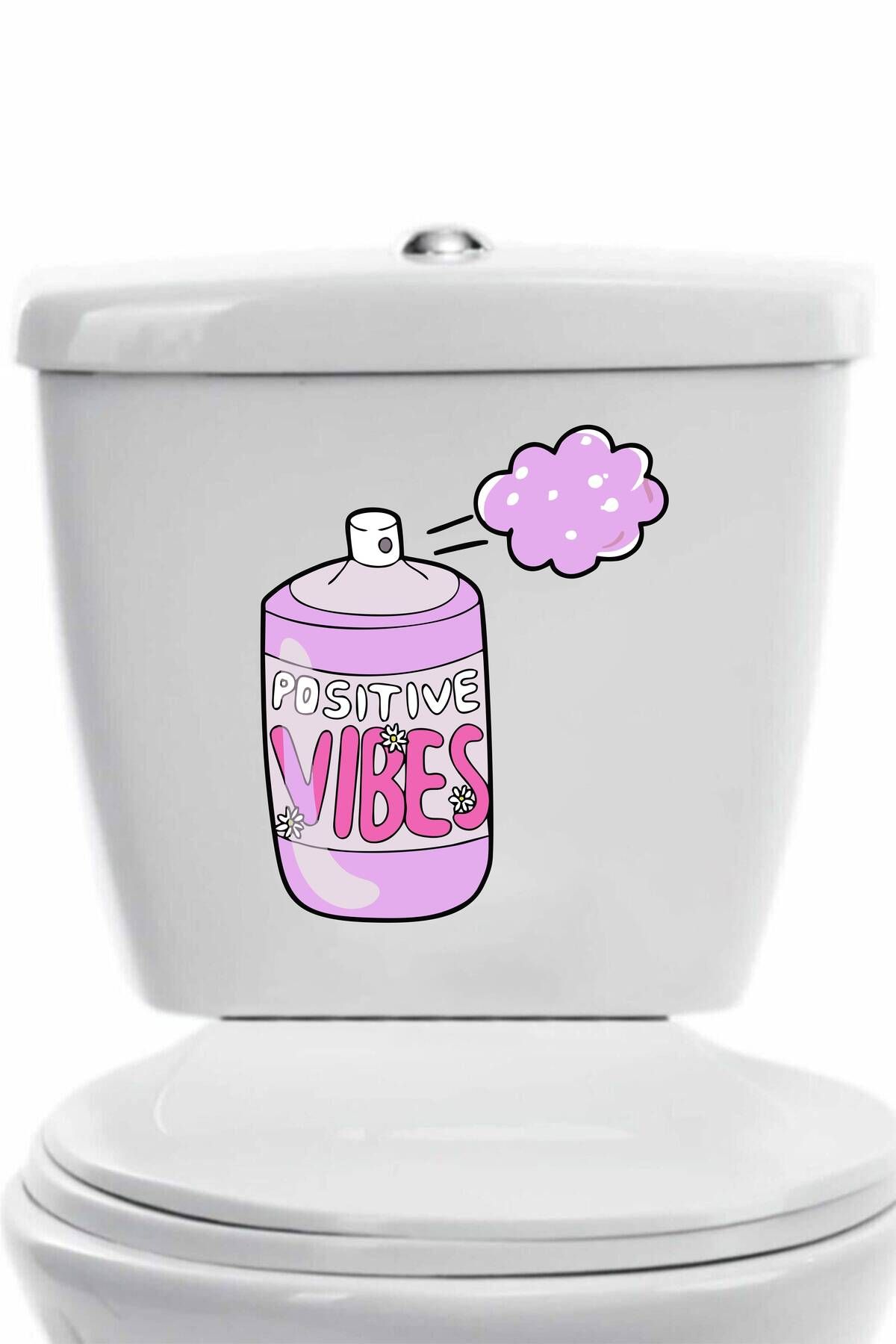 hediyenebak Pozitif Vibes | Klozet Kapağı Banyo Wc Sticker 23x28 cm