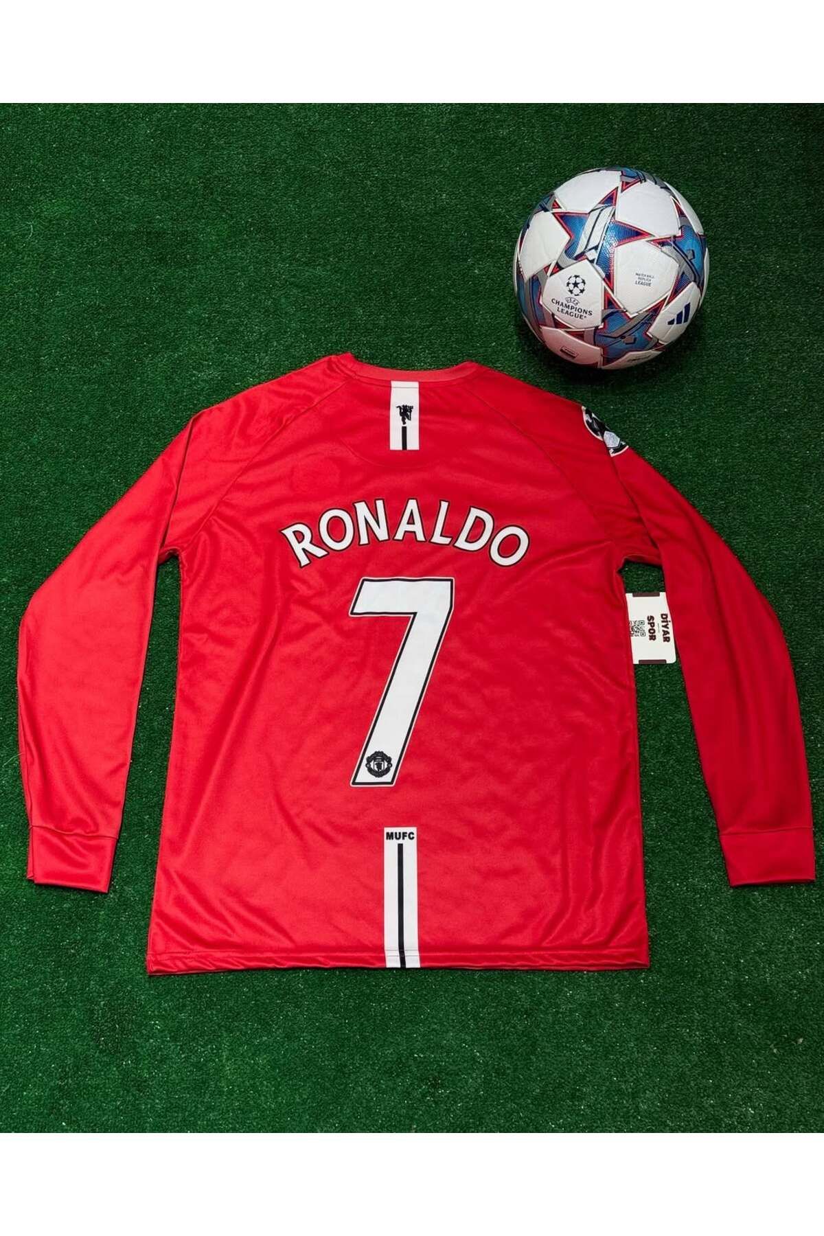 Lion Spor C'ristiano R'onaldo M'anchester U'nited 2008 Sezonu Kırmızı Renk Uzun Kollu Retro Forması